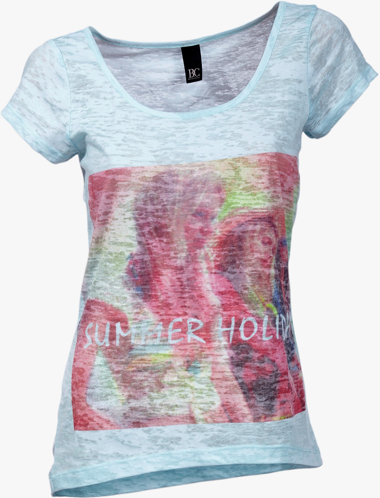 heine Kurzarmshirt mit figurbetontem Schnitt - bunt