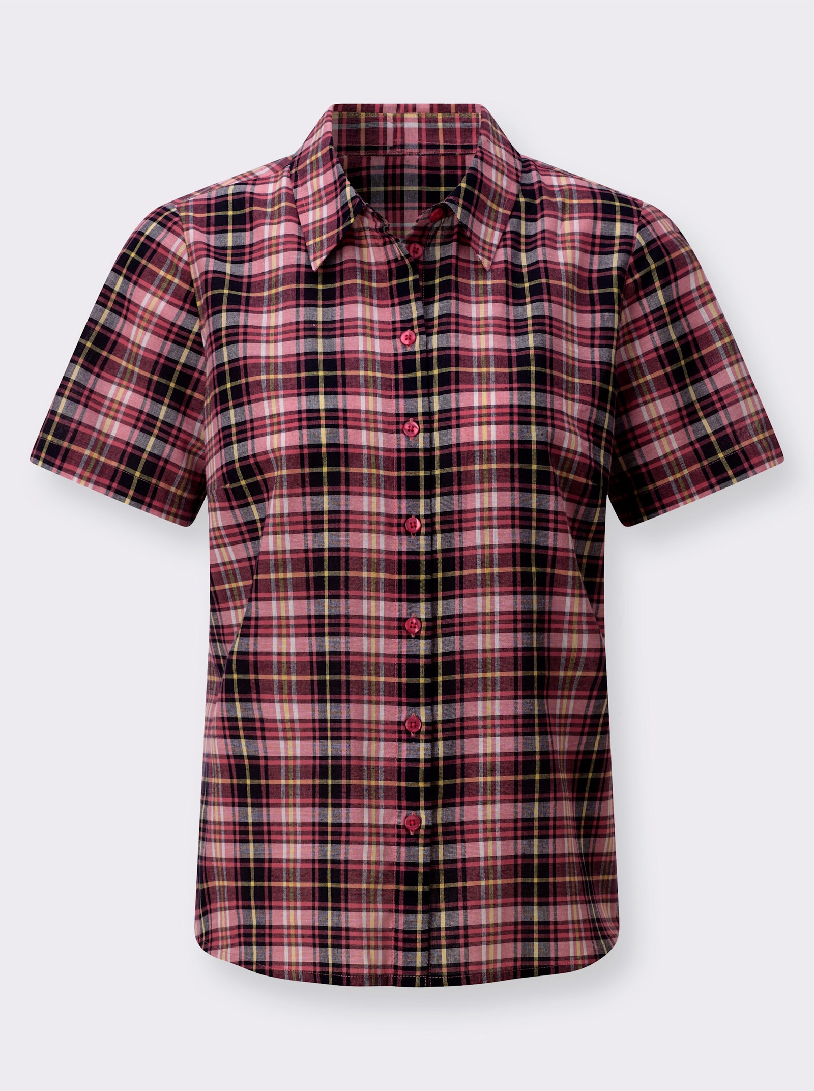Karobluse mit kurzen Ärmeln - flamingo-marine-kariert