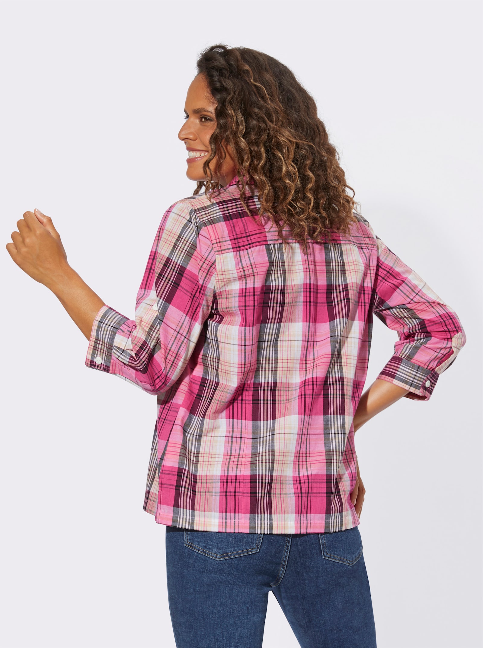 Blouseset blouse en top als set - fuchsia geruit