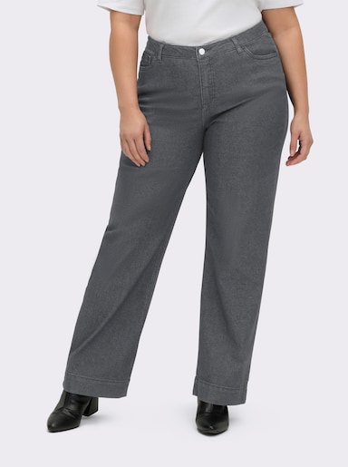 Jeans mit weitem Bein - stone-grey-denim