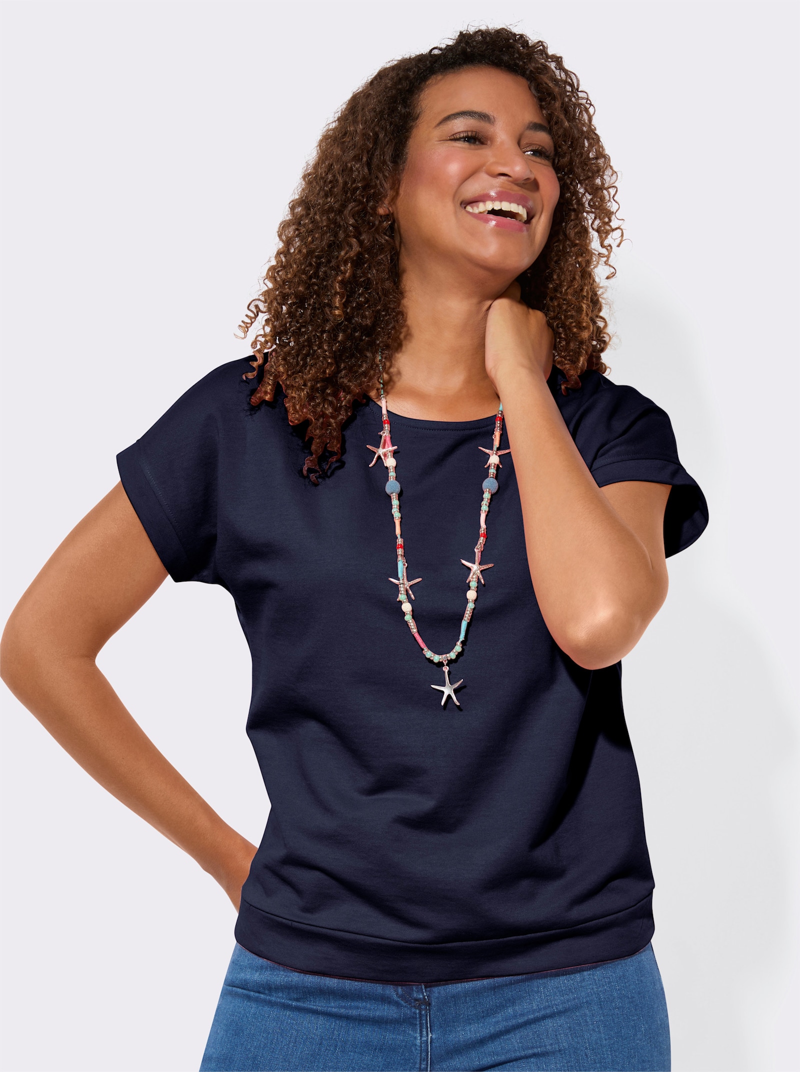 Sweatshirt im Baumwoll-Mix - marine