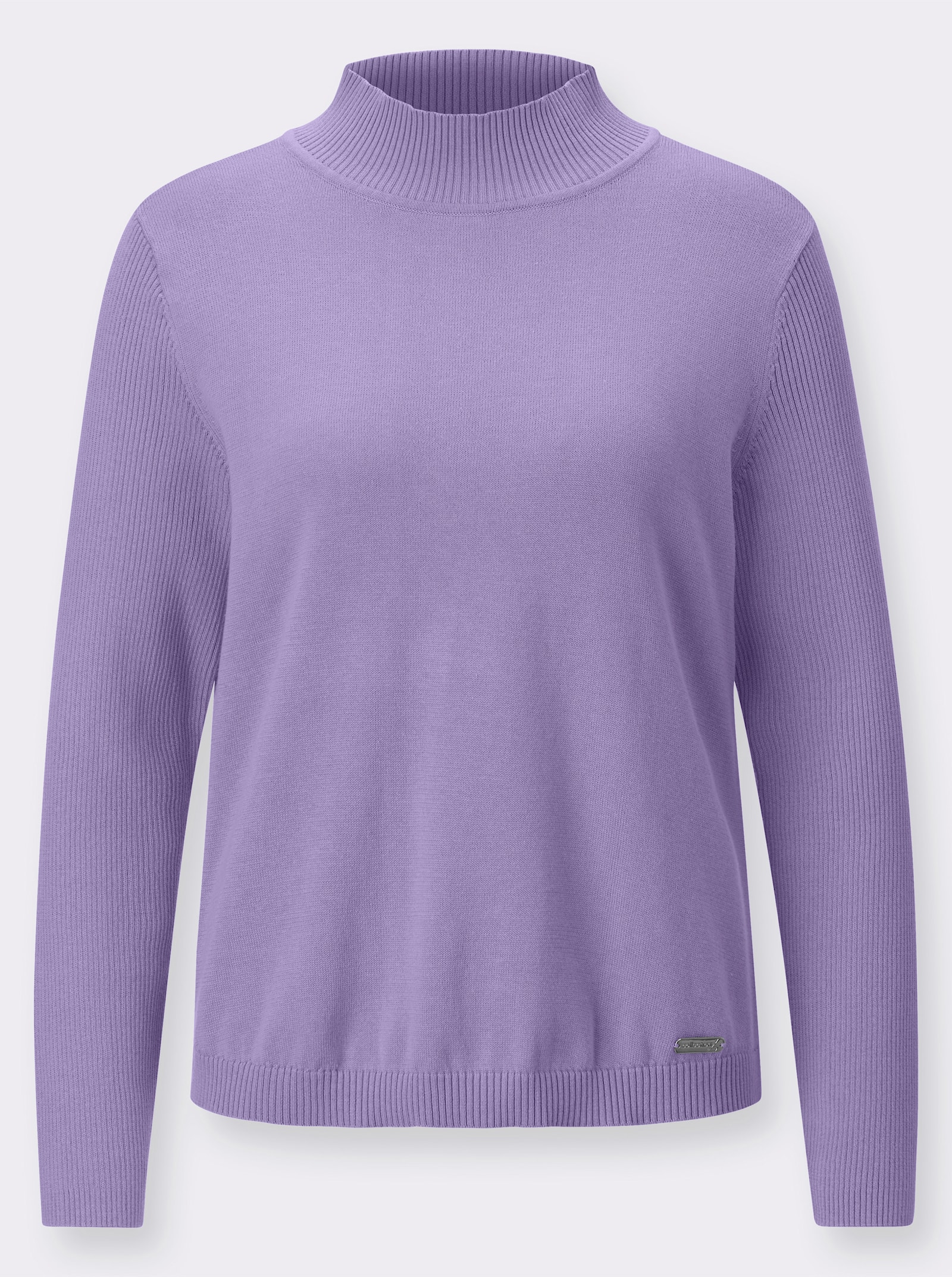 Pullover met opstaande kraag en met mouwen in riblook - lavendel