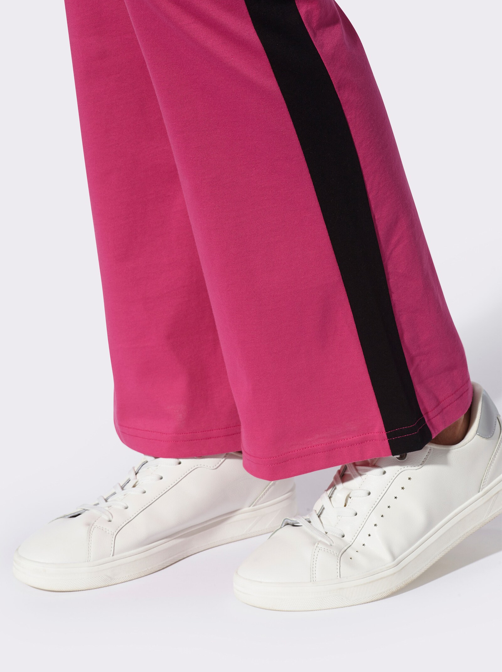 Freizeithose mit kontrastfarbenen Galonstreifen - fuchsia-schwarz