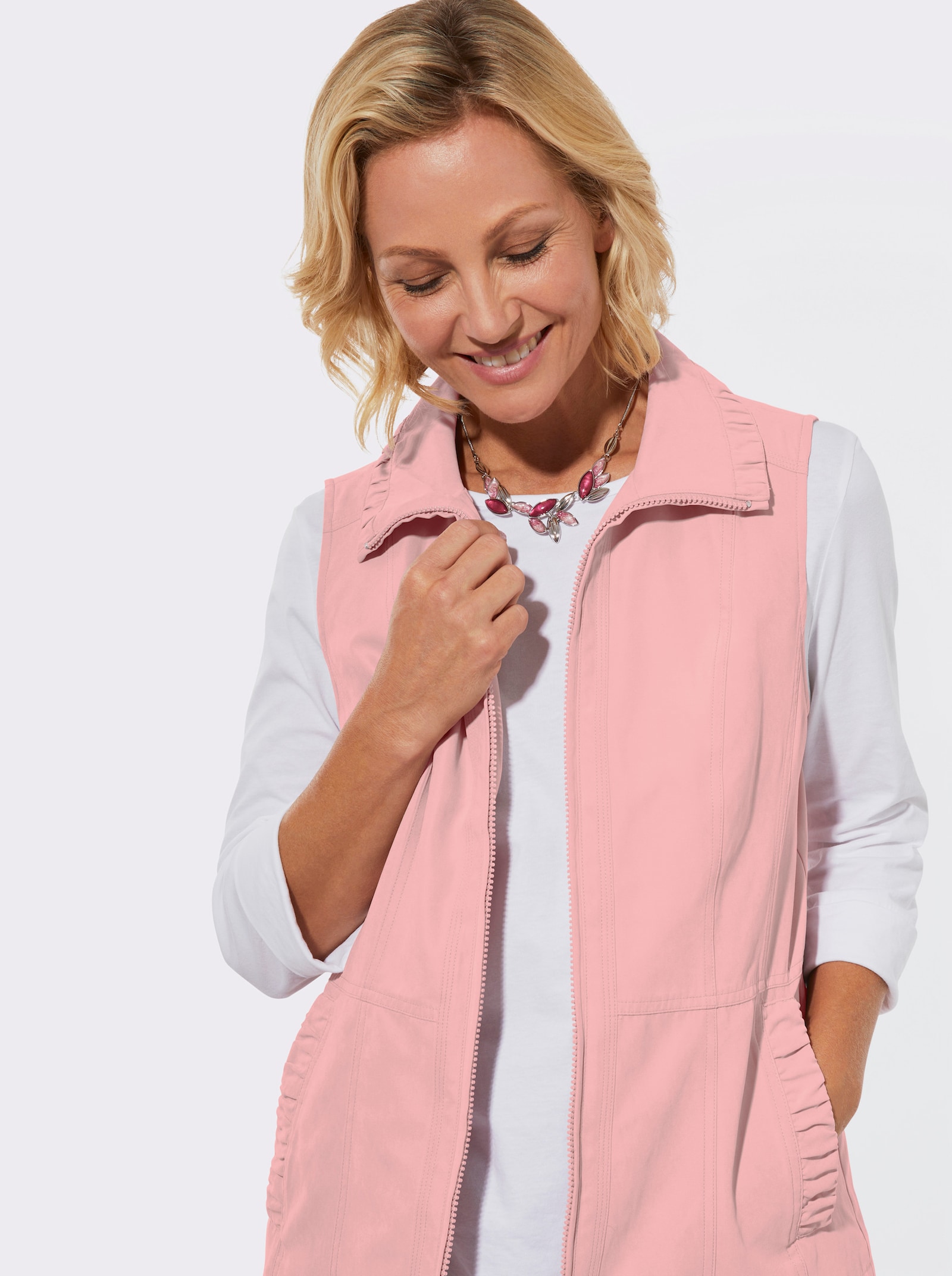 Weste mit Raffungen - hortensie