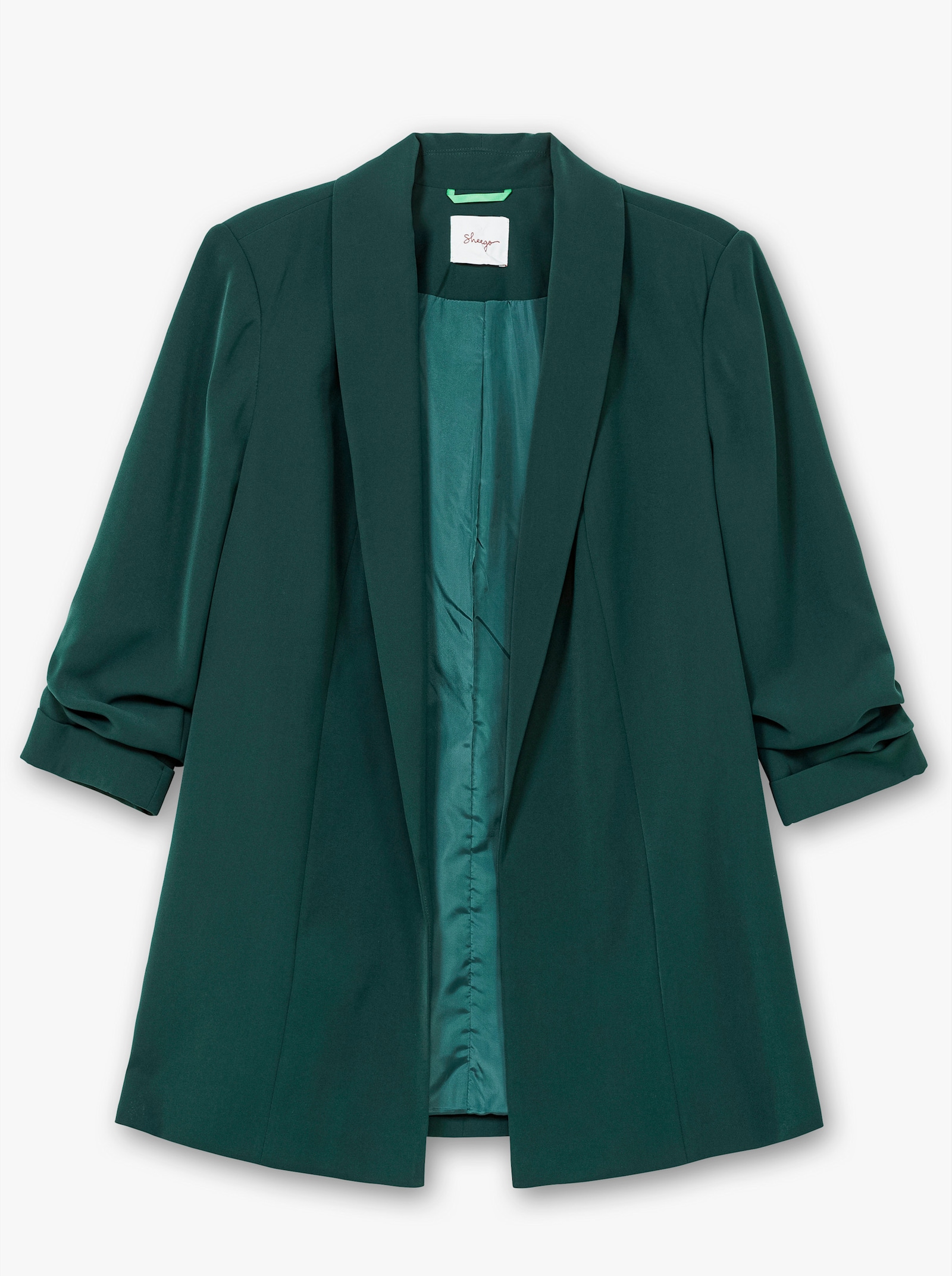 sheego Longblazer mit Schalkragen - tiefgrün
