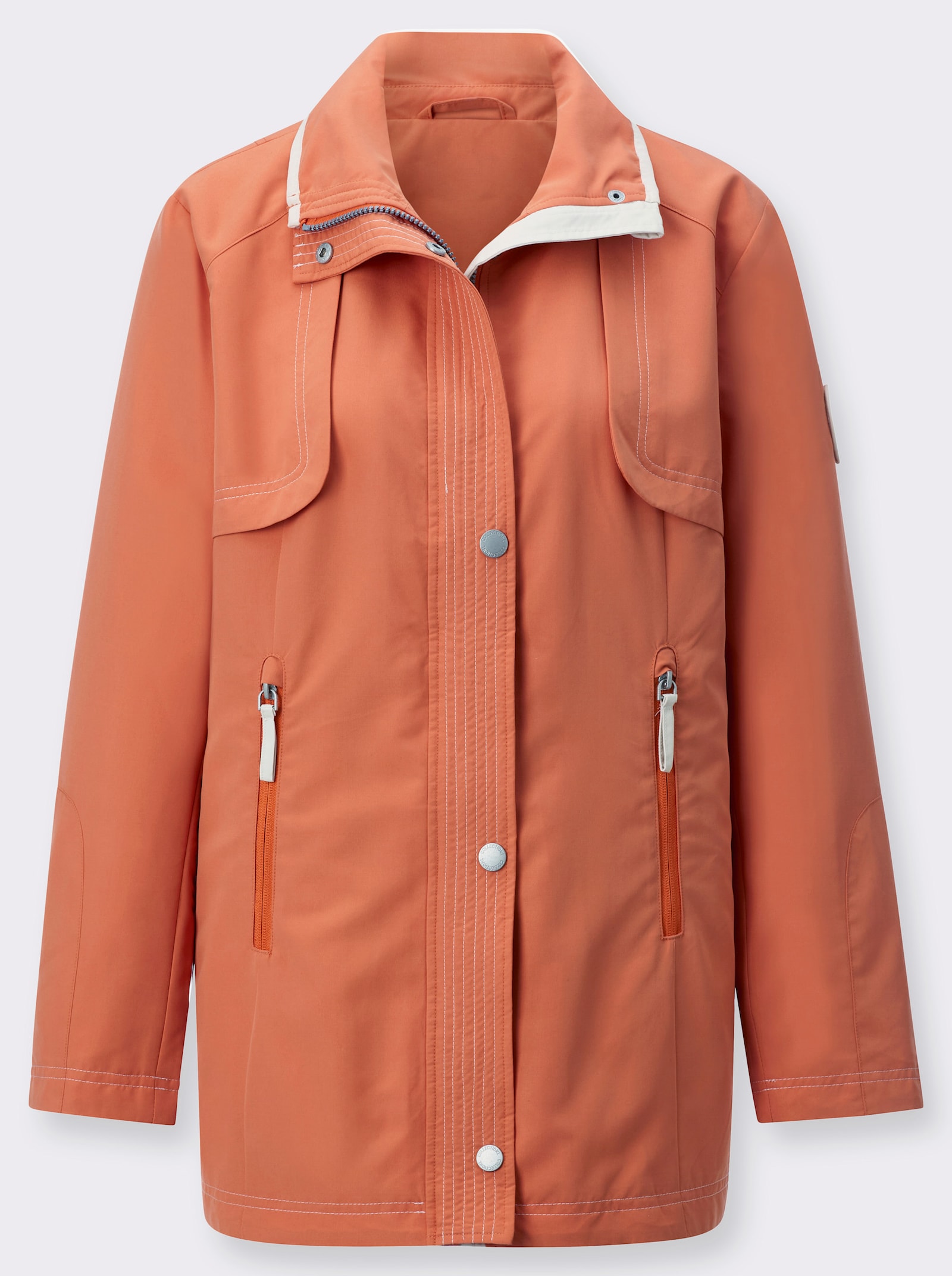 Übergangsjacke mit Reißverschluss-Nahttaschen - papaya