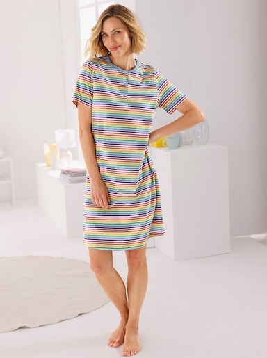 wäschepur Sleepshirt - himmelblau-gelb-gestreift