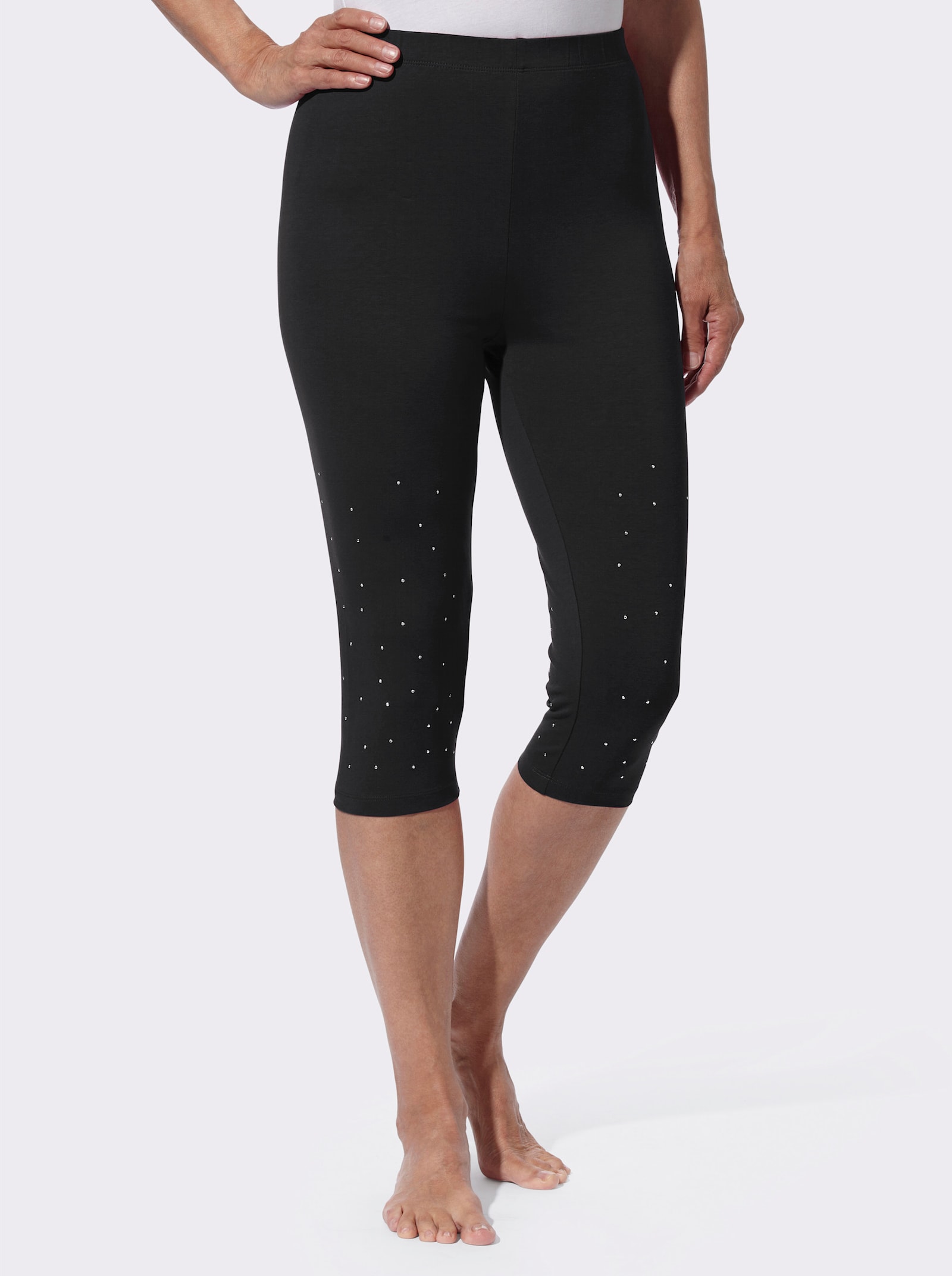 Caprileggings mit Zierplättchen am Bein - schwarz