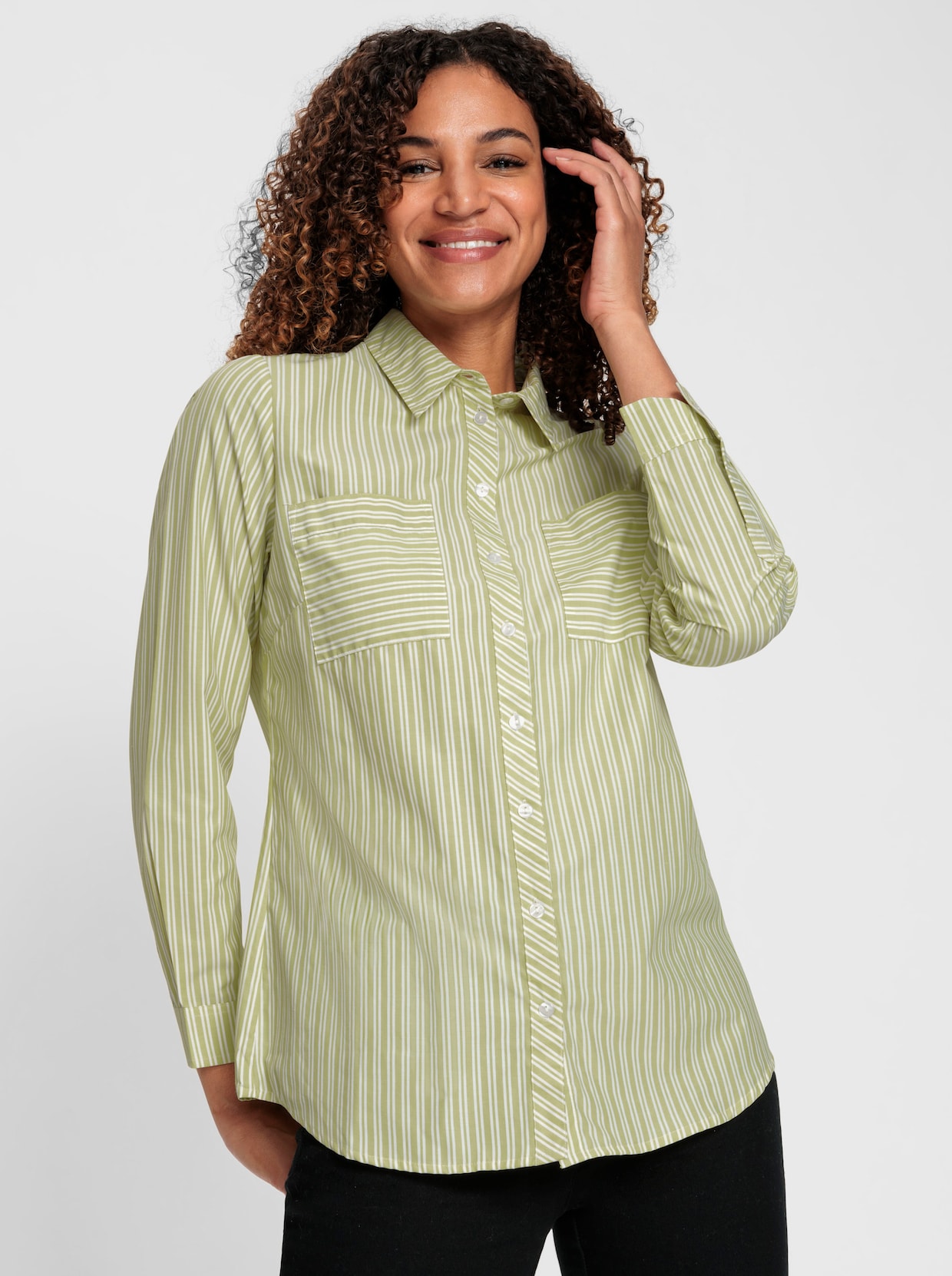 Gestreifte Bluse - pistazie-weiss-gestreift