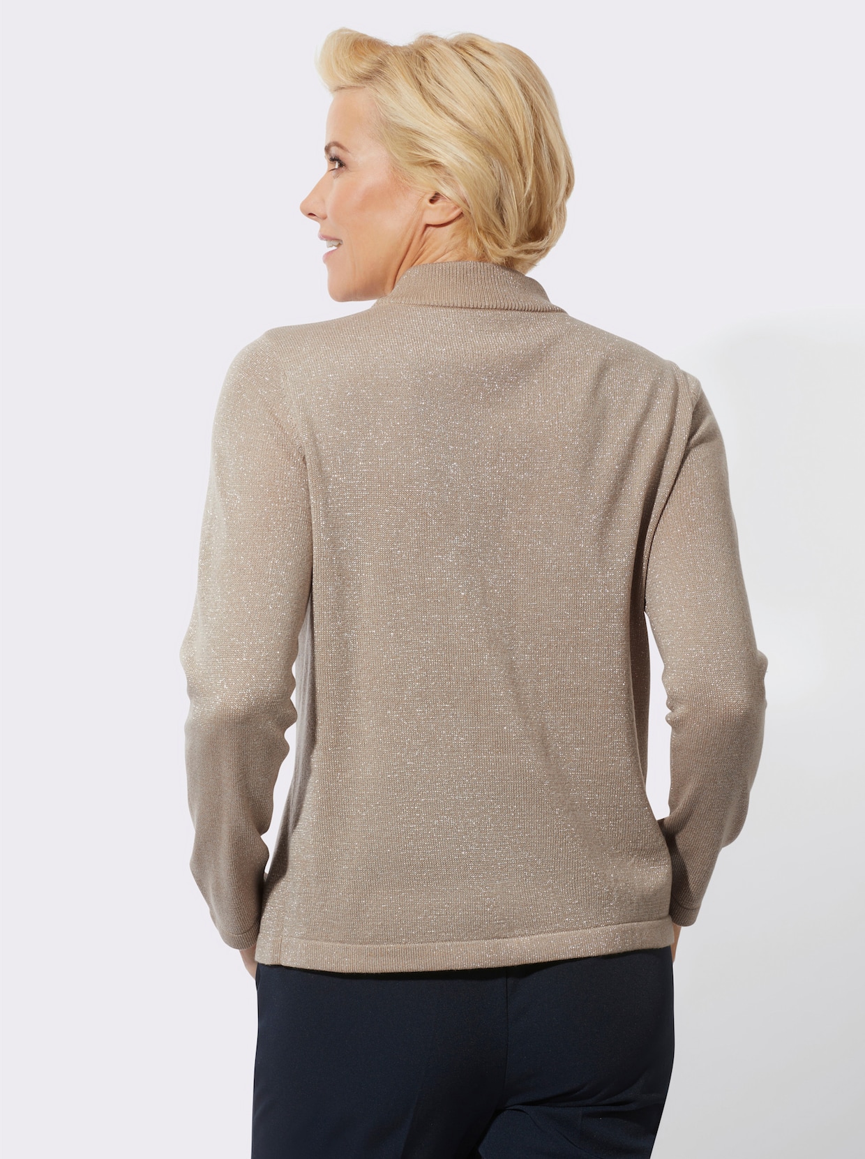 Trui met opstaande kraag - beige