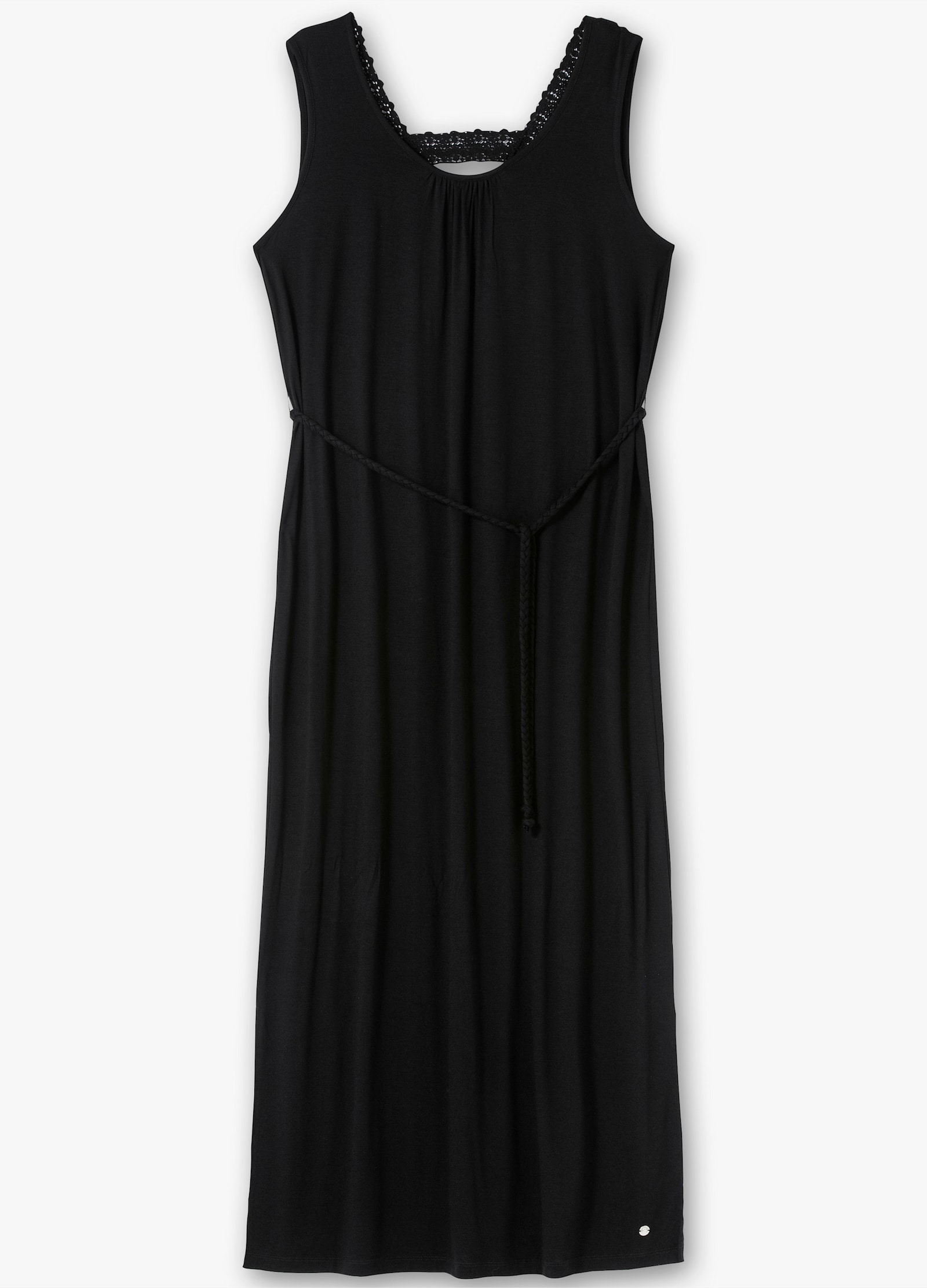 sheego Maxikleid mit Bindegürtel - schwarz