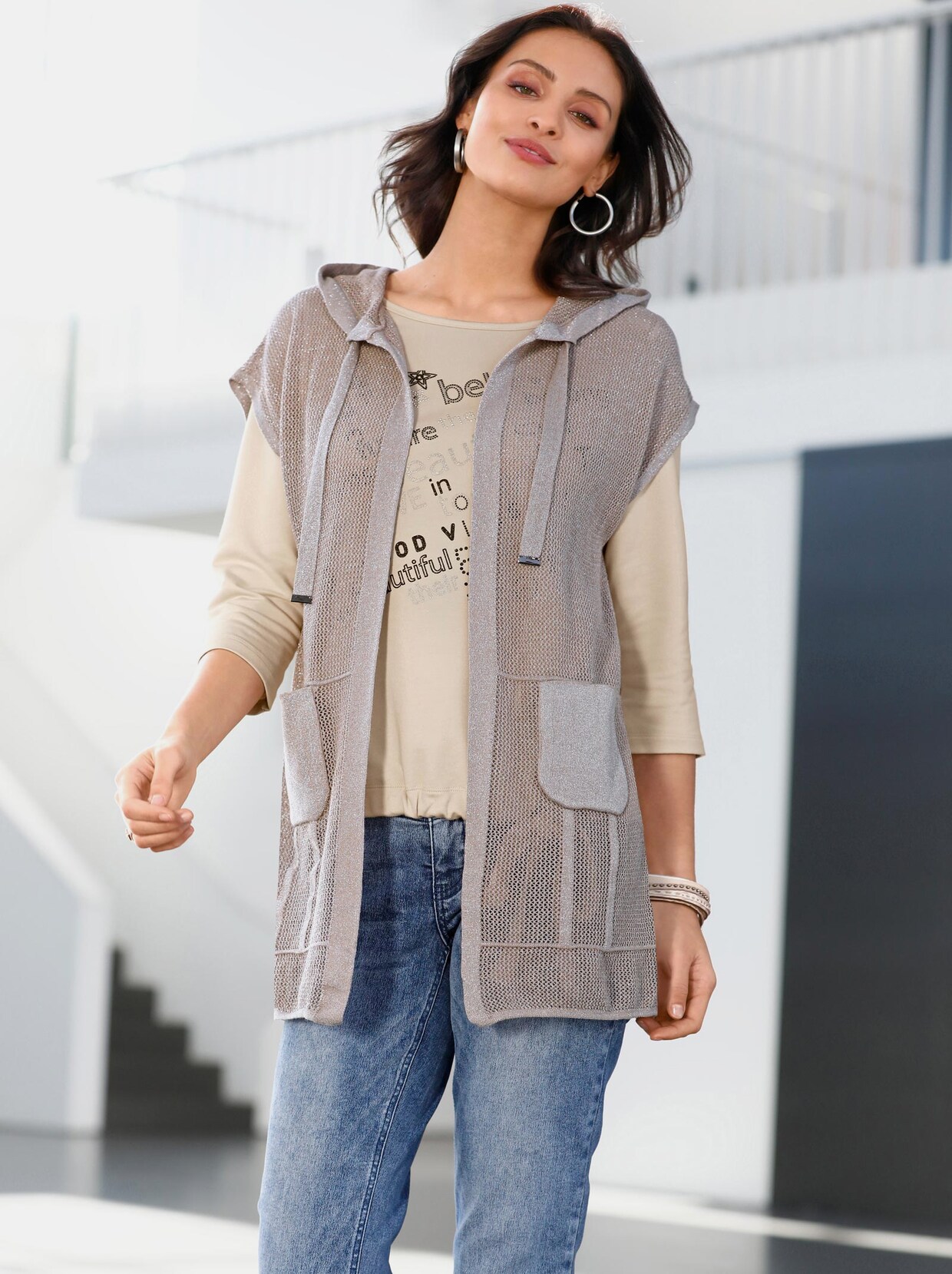 Strickweste - taupe