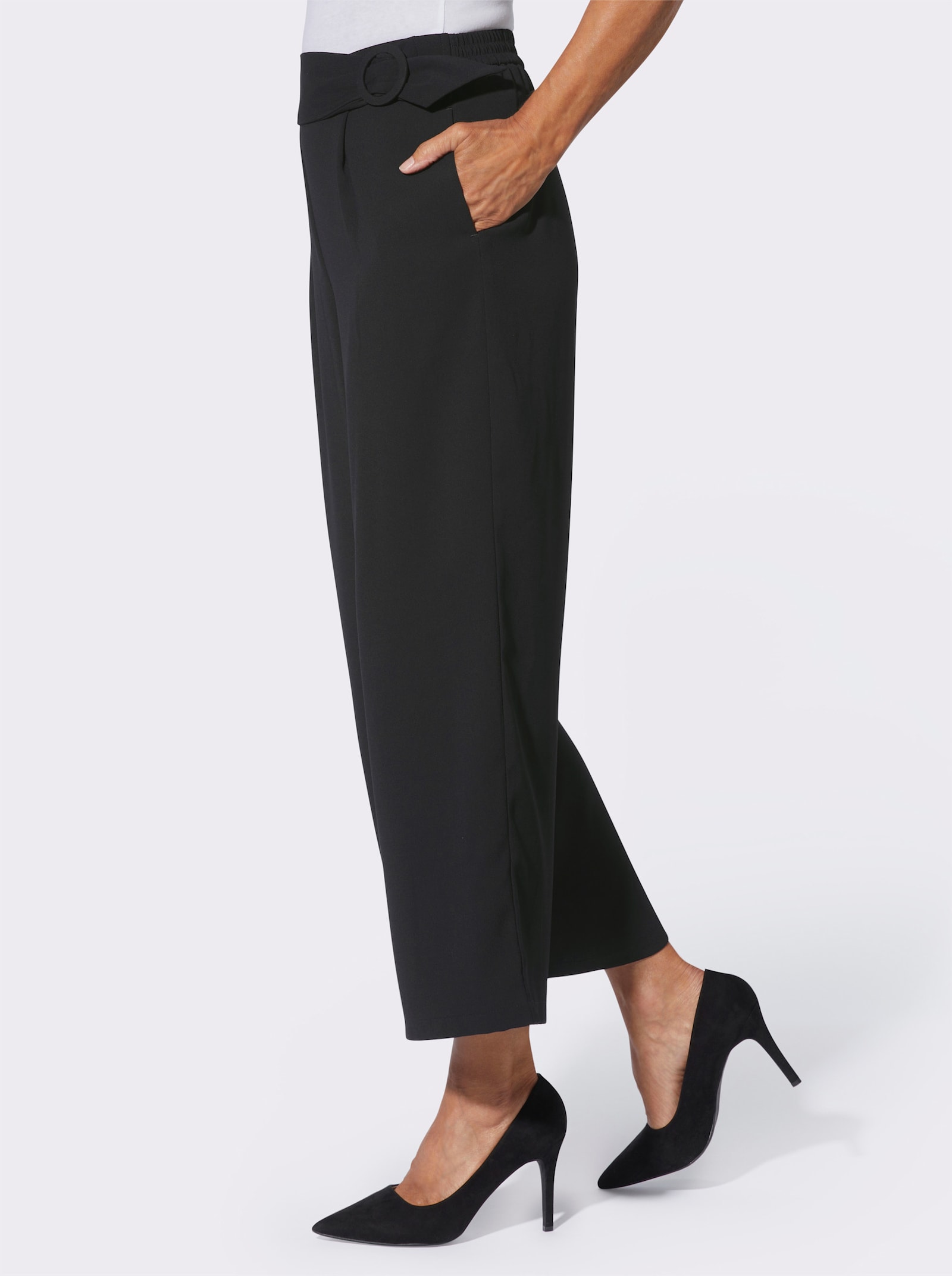 Culotte mit runder Zierschnalle - schwarz