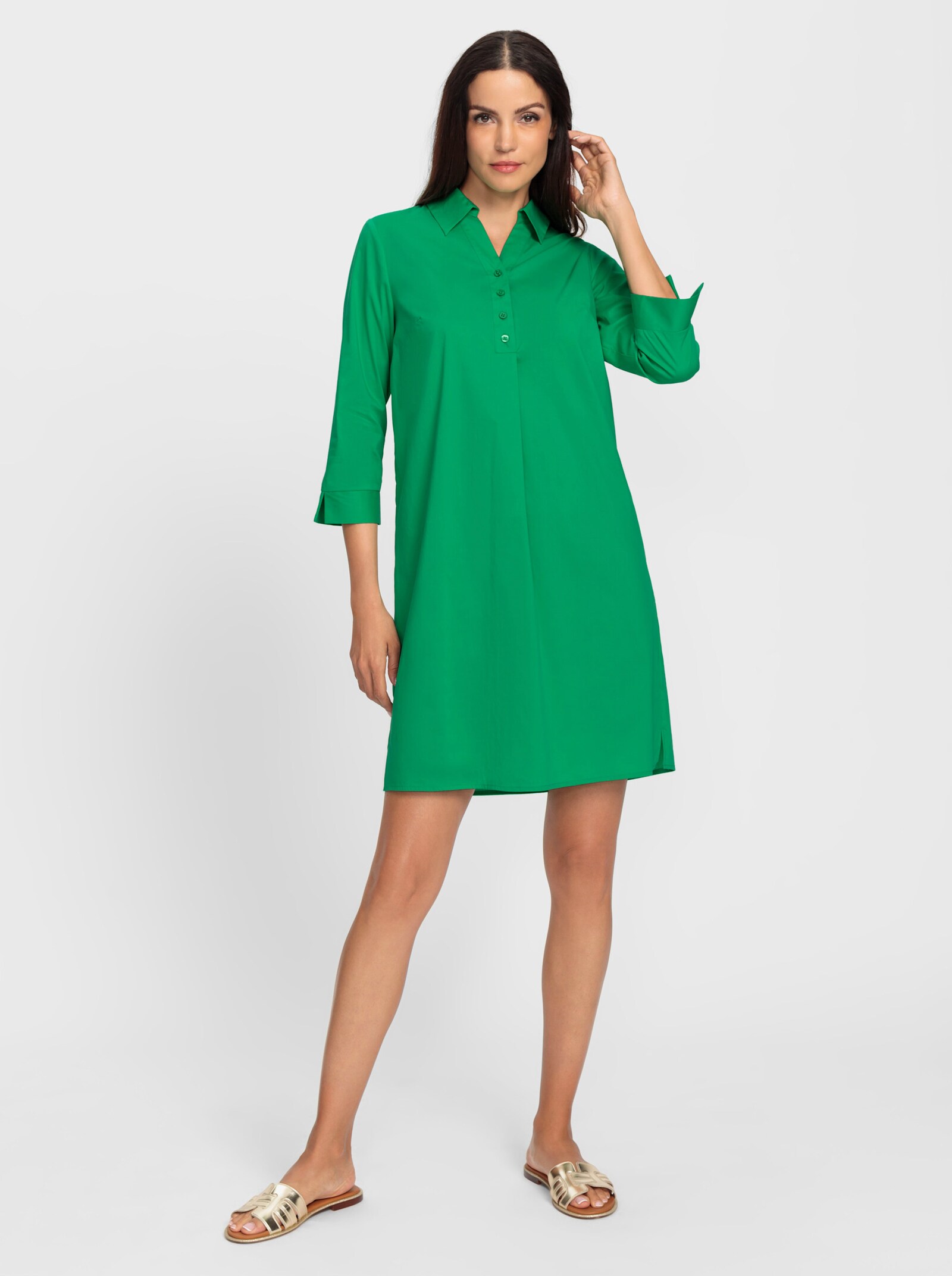 heine Hemdblusenkleid mit Falte im Rückteil - grasgrün