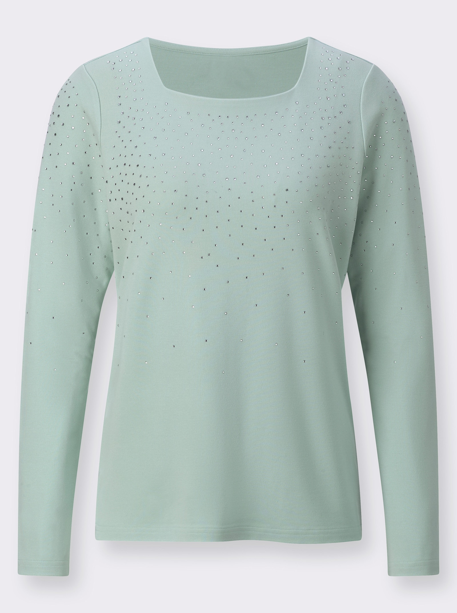 Langarmshirt mit Glitzersteinchen - kalkmint