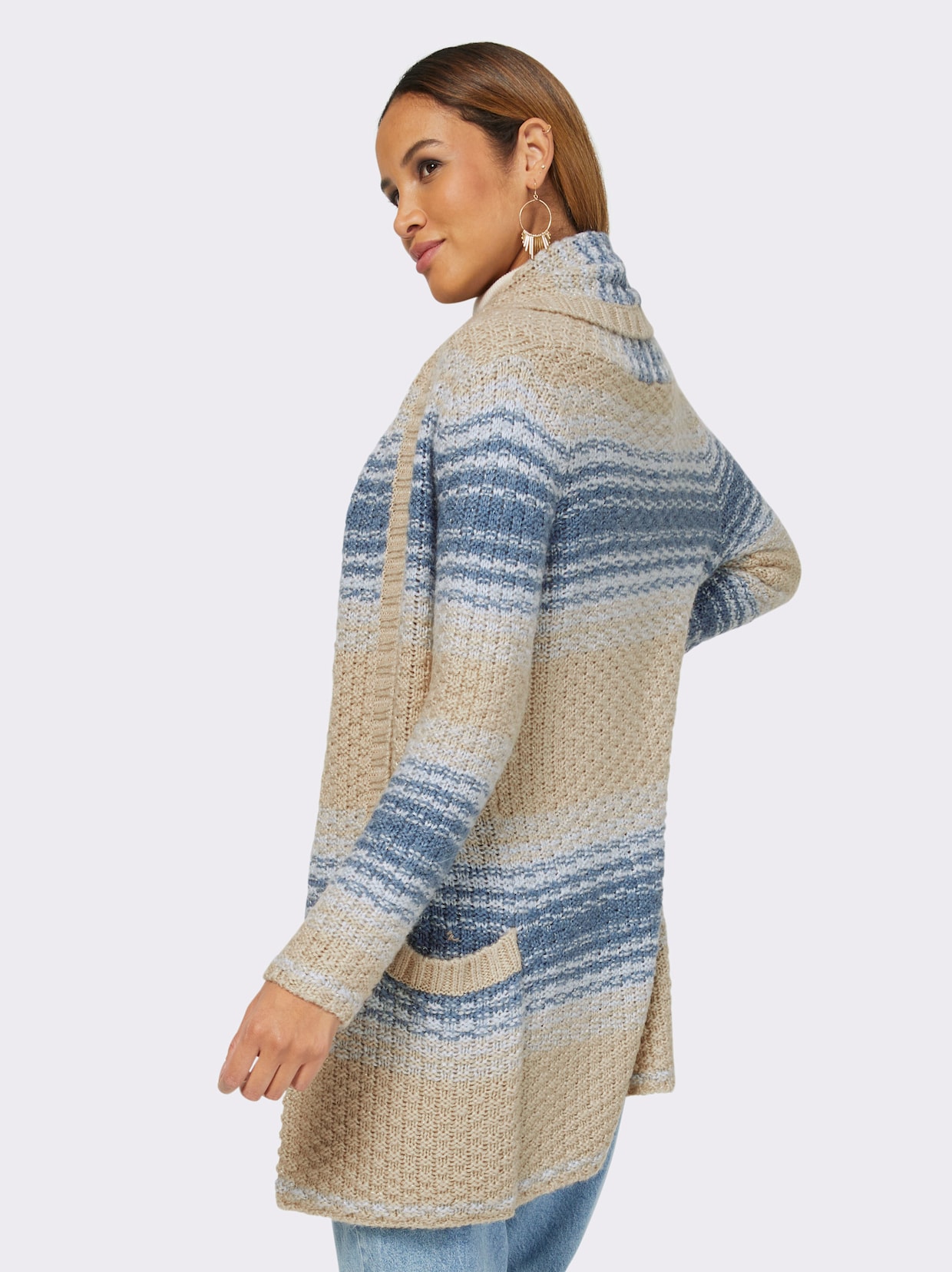 Veste en tricot - sable-bleu moyen à rayures fines