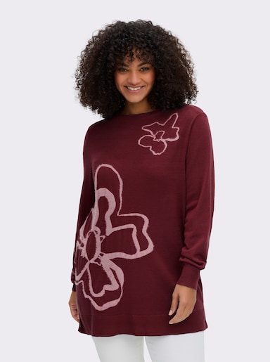 sheego Pullover - bordeaux-gemustert