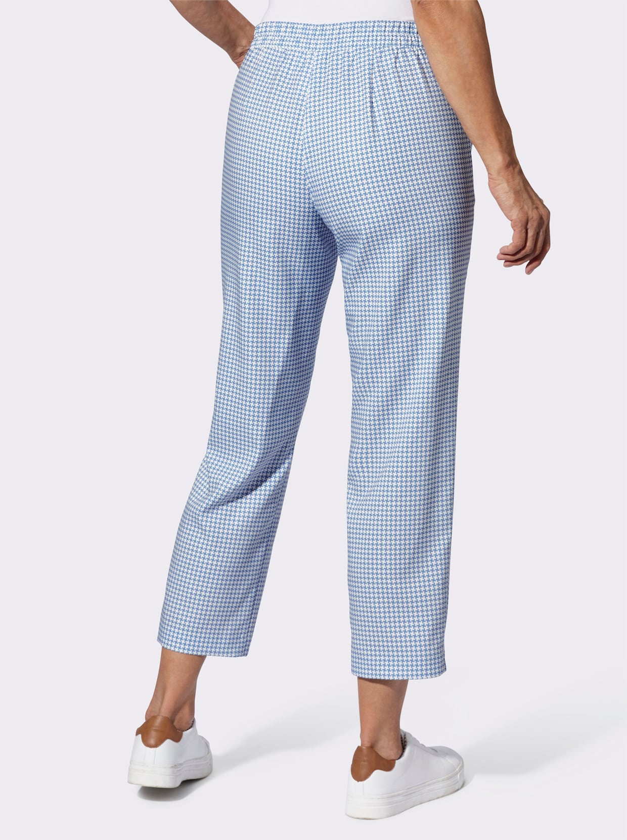 7/8-broek - middenblauw/ecru bedrukt