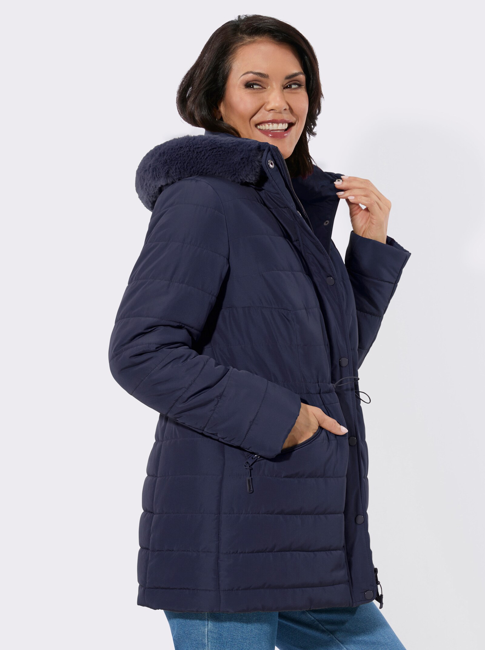 Steppjacke mit verdecktem Reißverschluss - marine