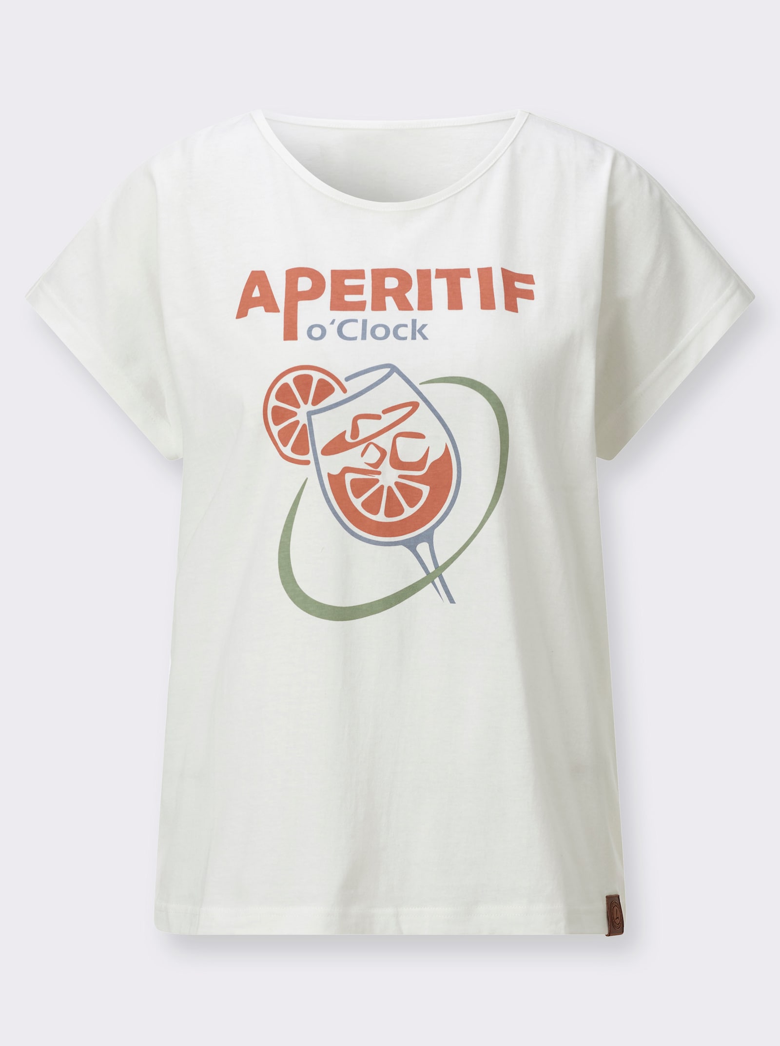 Shirt mit überschnittenen Schultern - ecru-papaya-bedruckt