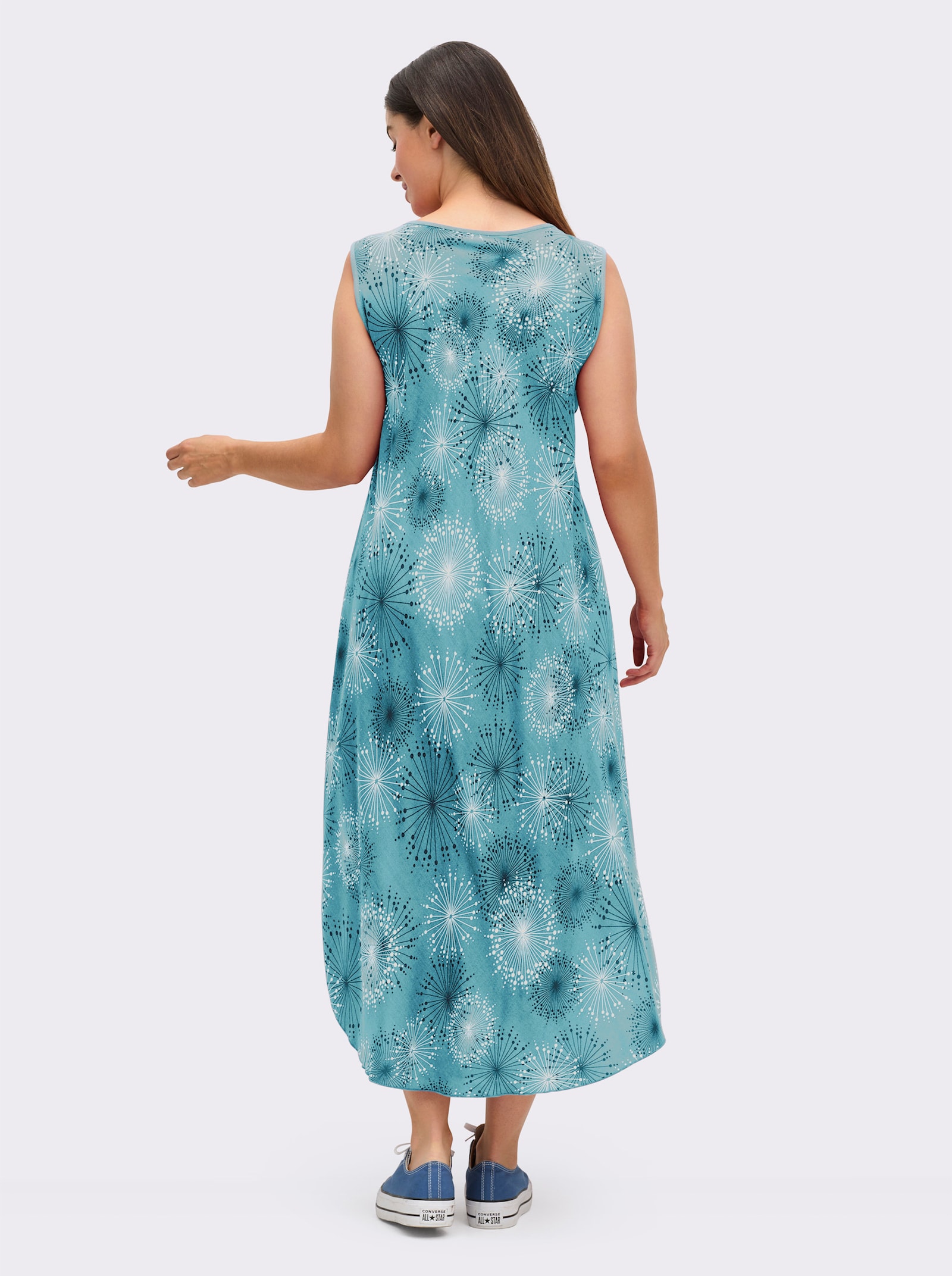 Druckkleid mit Blüten-Muster, figurumspielend - ozean-graphit-bedruckt