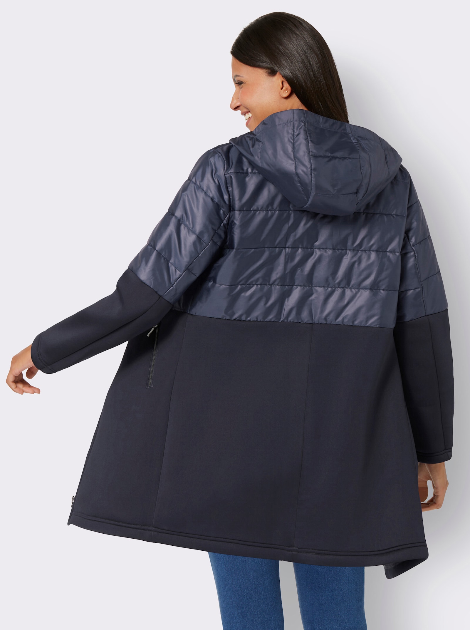 Steppjacke im Material-Mix - marine