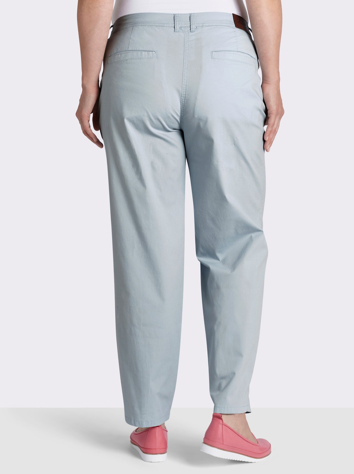 sheego Chinohose mit Blütenprints an den Taschen - eisblau-orchidee-bedruckt