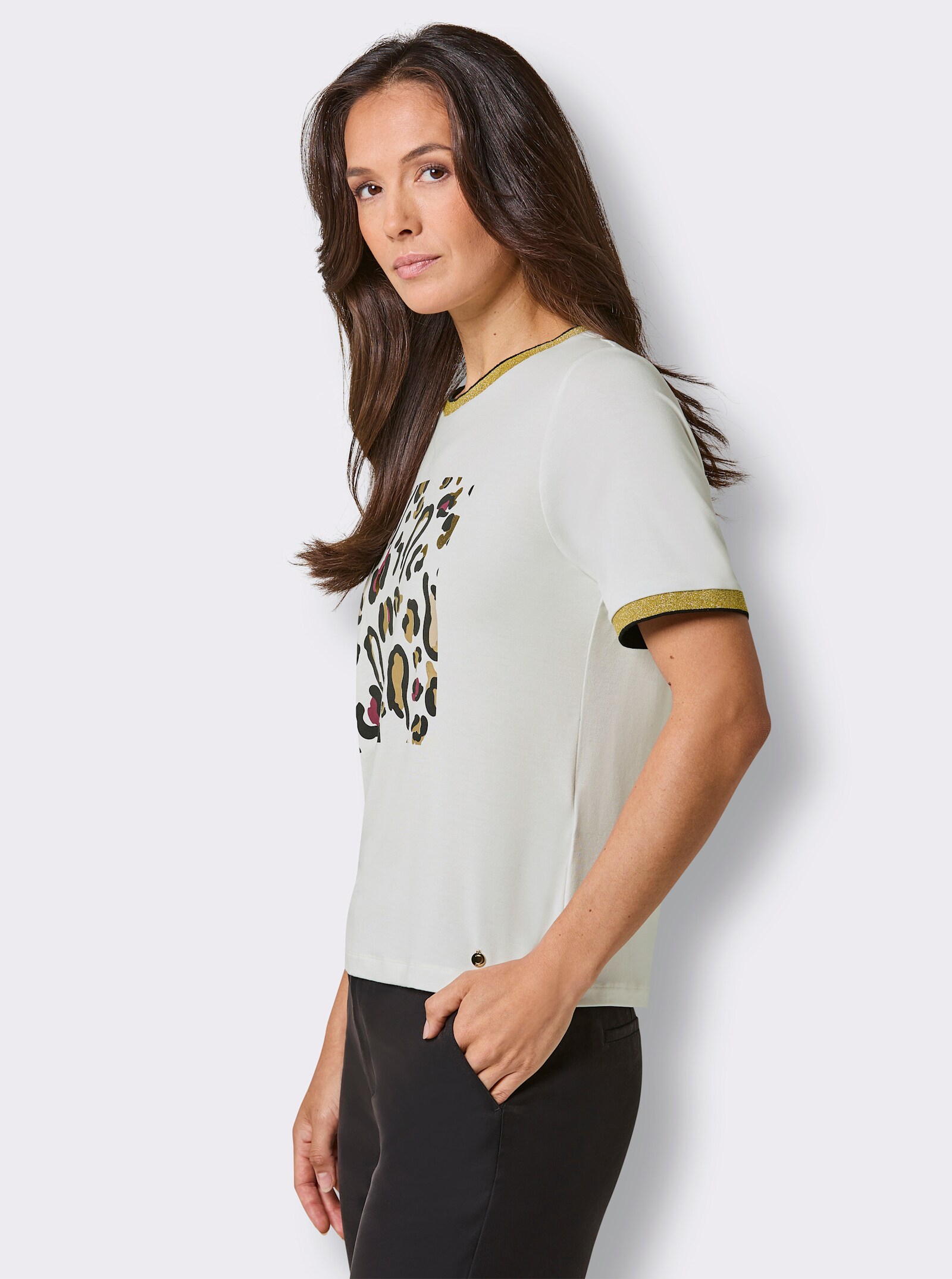 CREATION L PREMIUM Modal-Shirt - ecru-beige-bedruckt