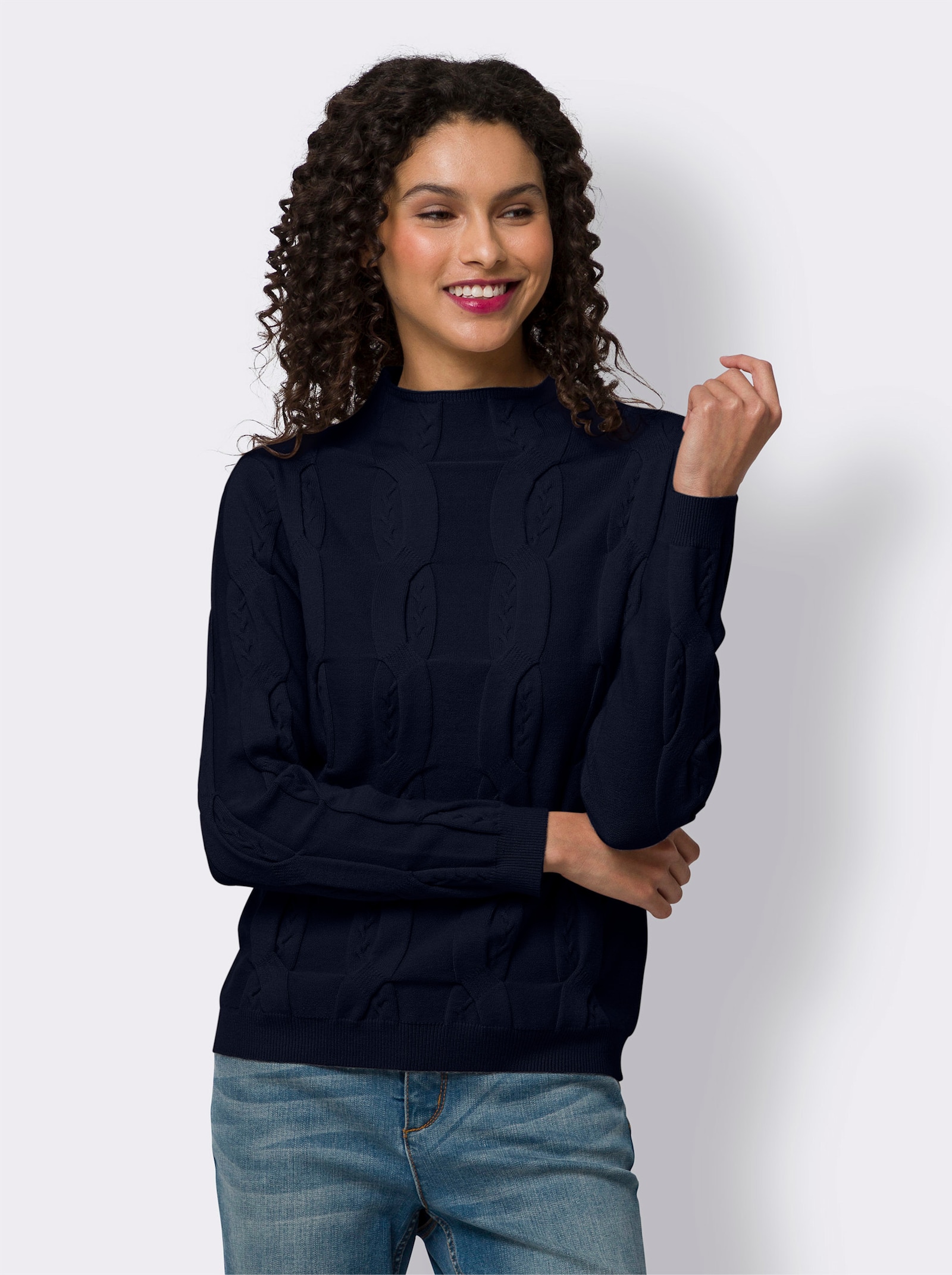 heine Pullover mit Zopfmuster - marine
