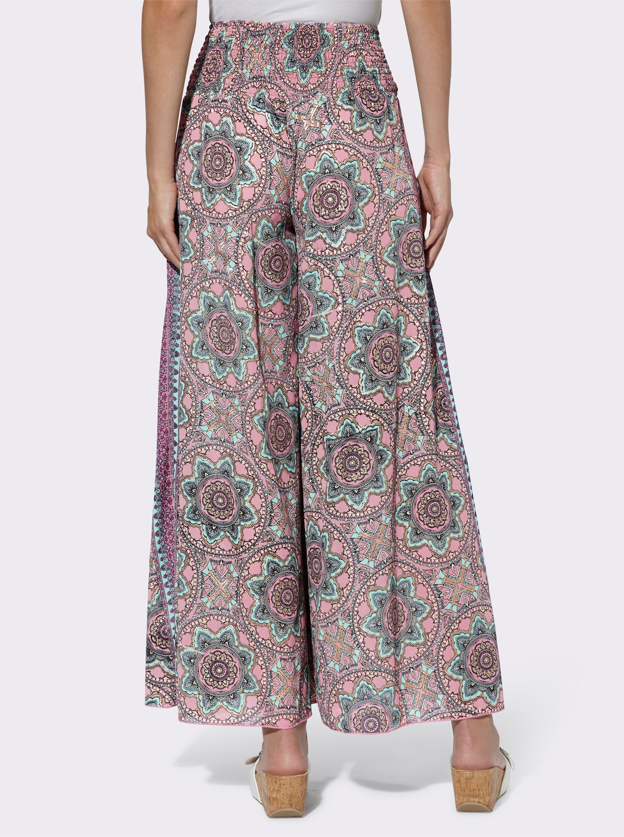 heine broek - rozenhout/blauwgroen bedrukt