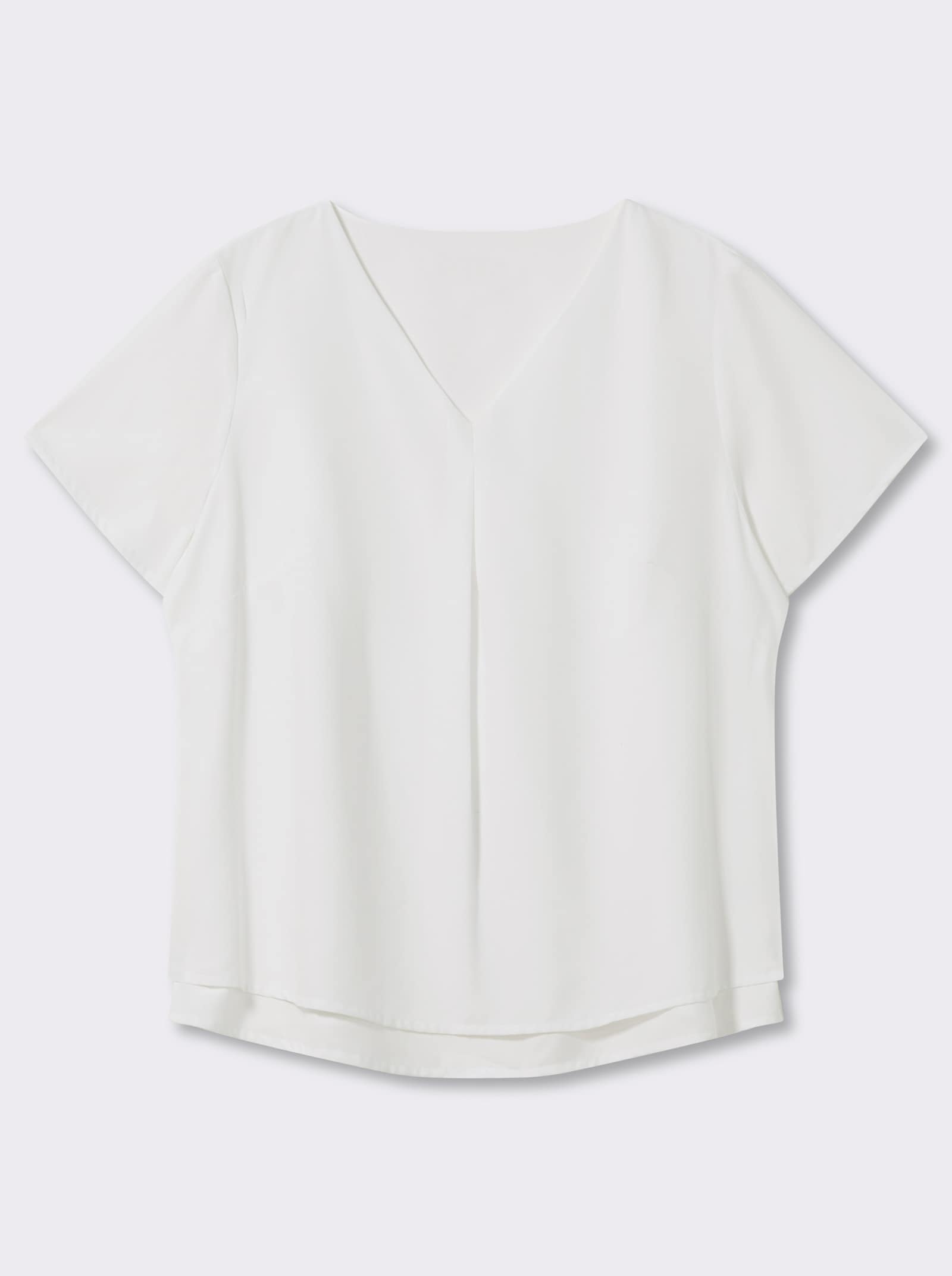 Georgettebluse mit Kellerfalte vorn - wollweiß