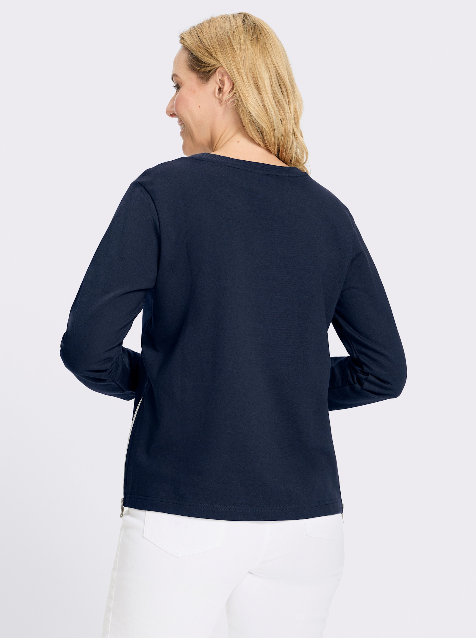 Sweatshirt mit Reißverschlüssen seitlich - marine