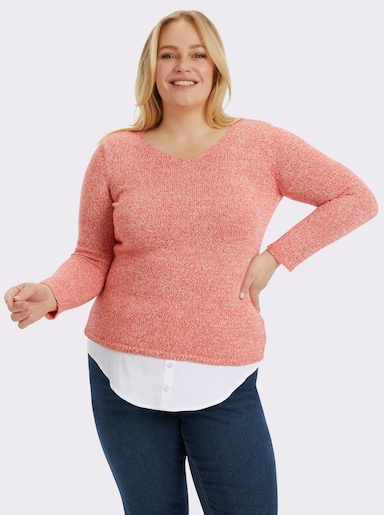 Baumwollbluse als Saum-Verlängerung - weiß