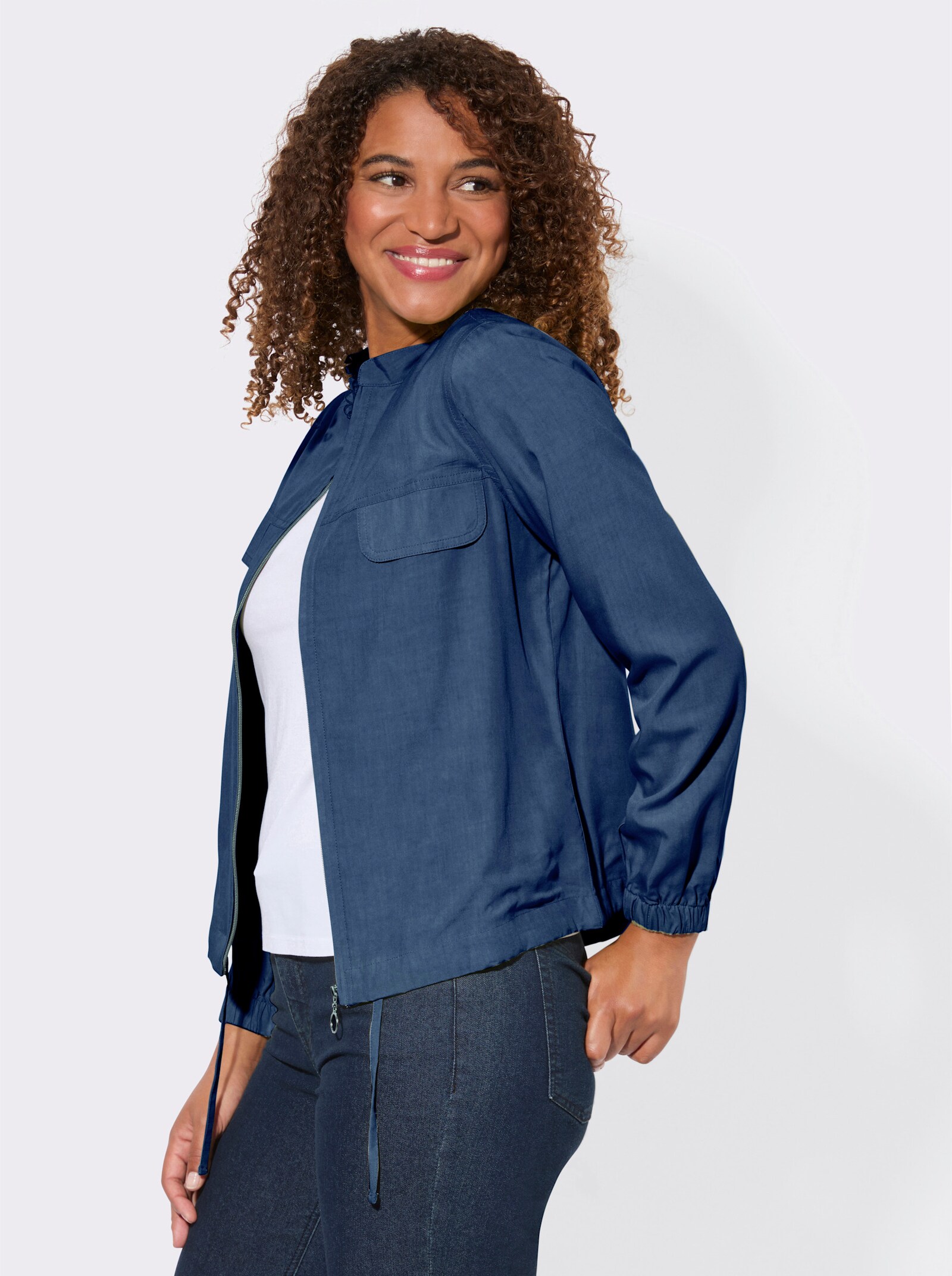 Blusenjacke in Oversize-Form - jeansblau