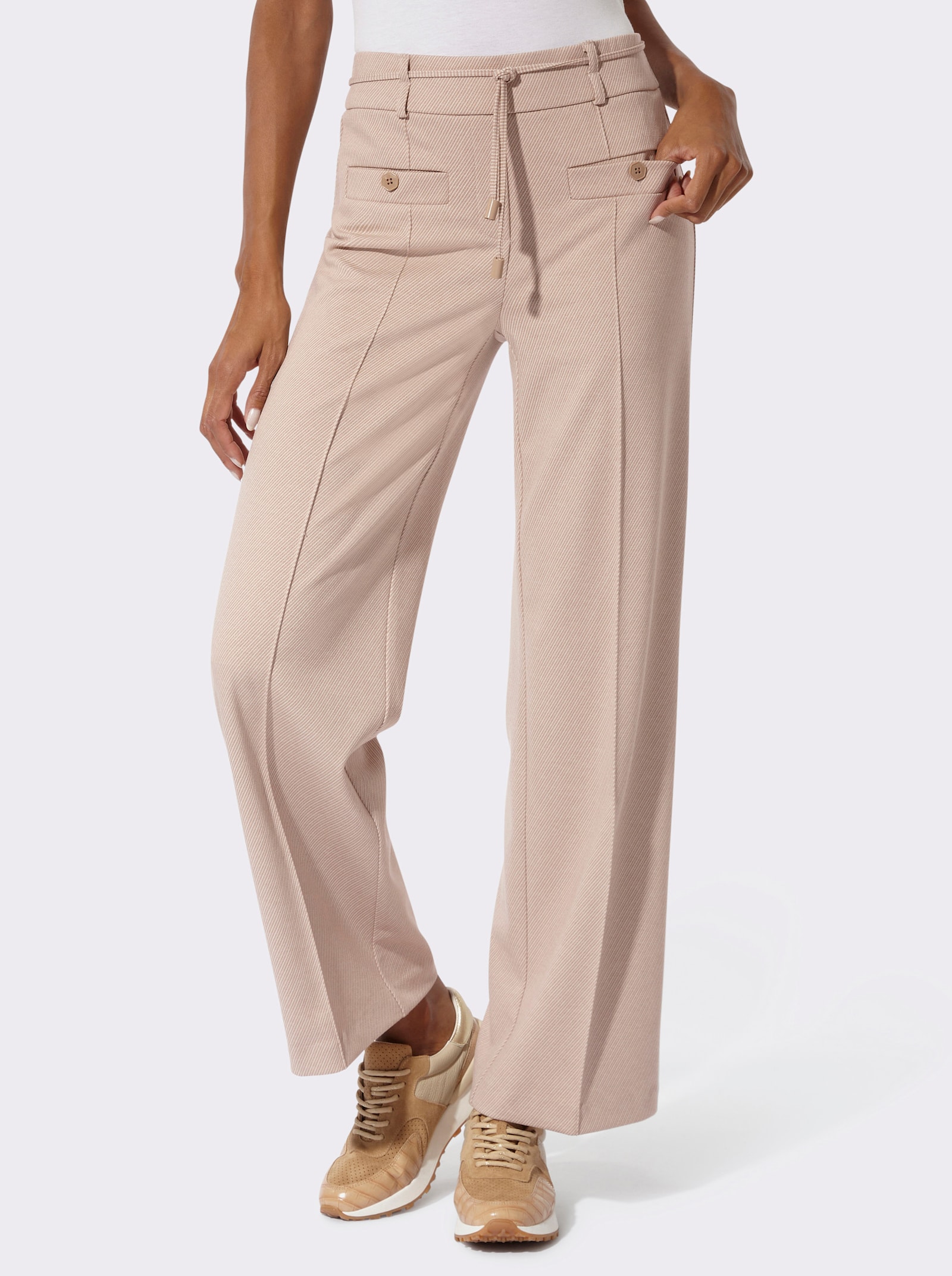 Jerseyhose inklusive Stoffgürtel - champagner-beige-meliert