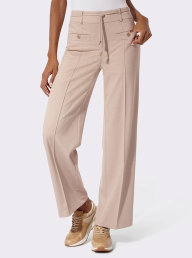 Jerseyhose inklusive Stoffgürtel - champagner-beige-meliert