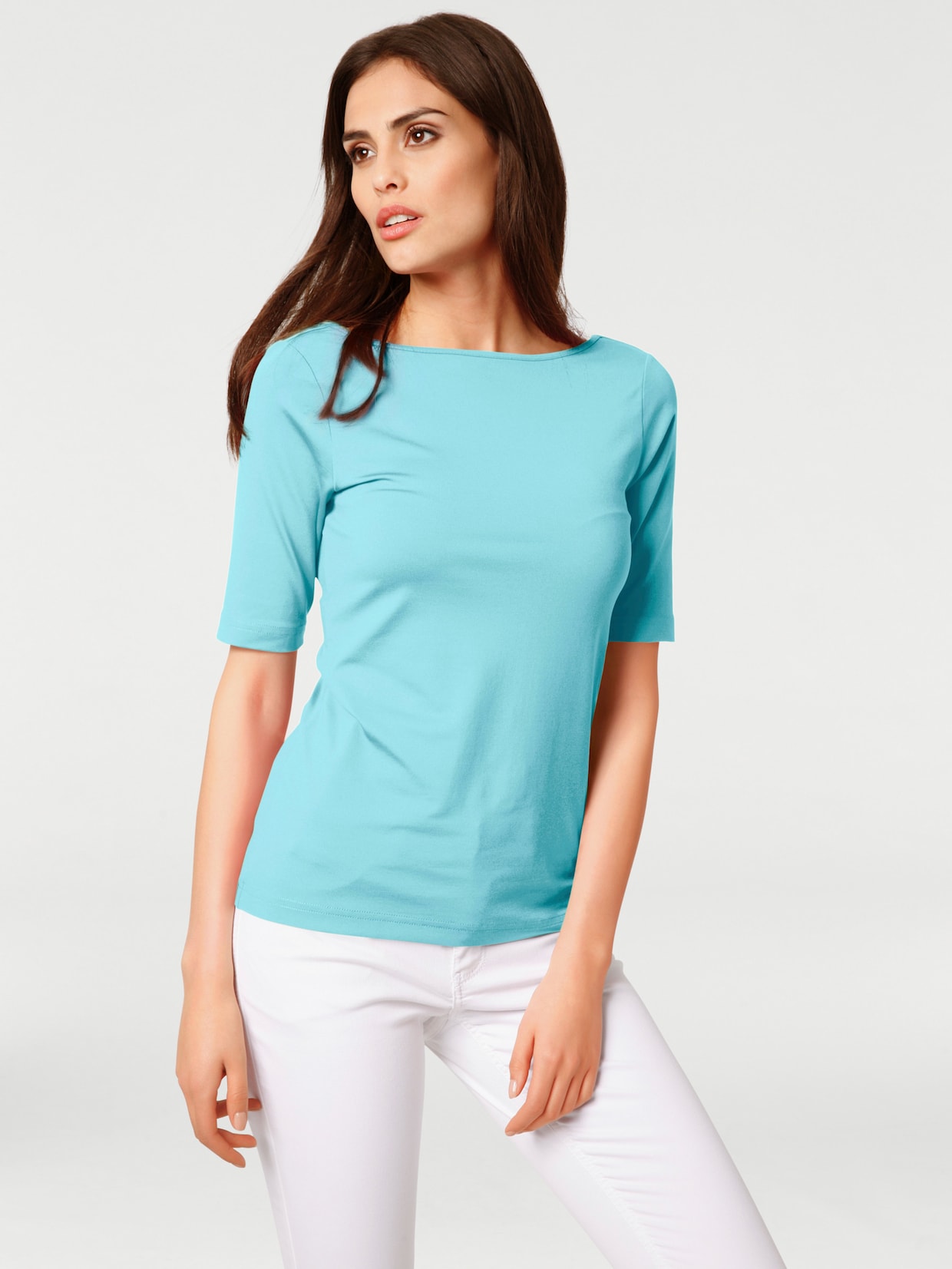 heine Shirt met boothals - turquoise