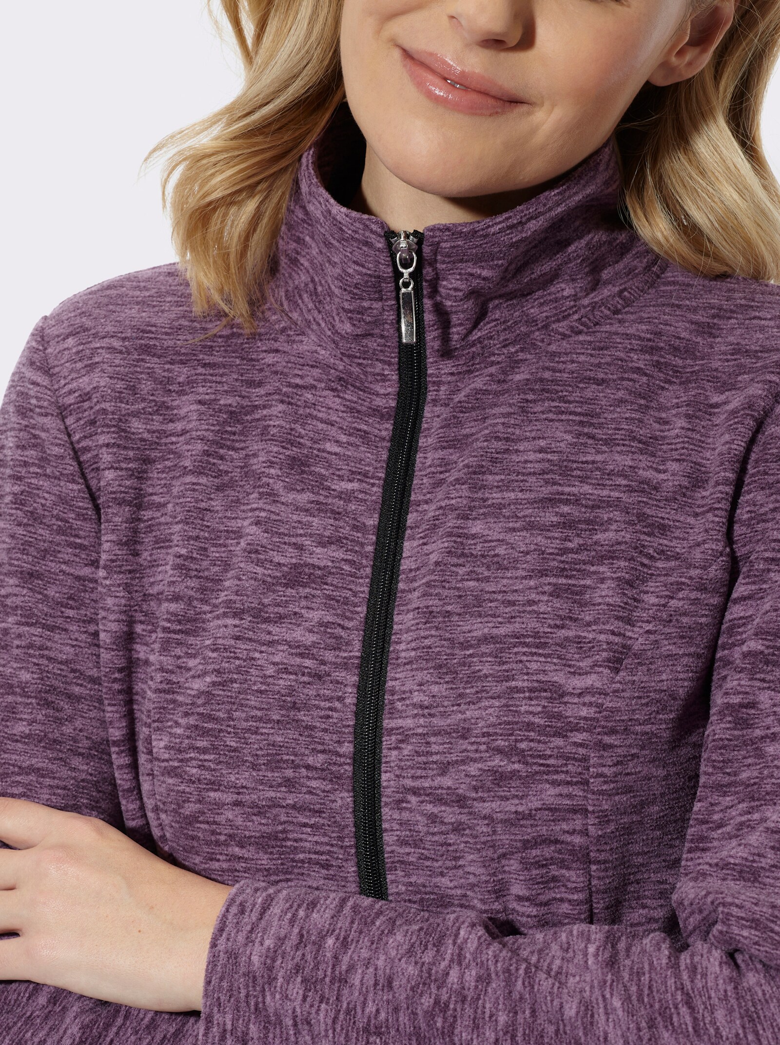 Fleecejacke in Longform - traube-orchidee-meliert