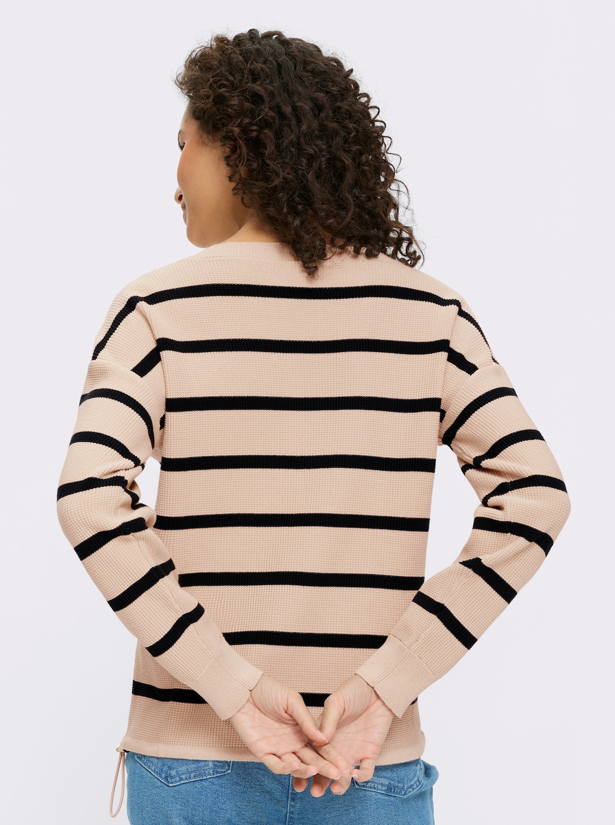 heine Strickpullover - sand-schwarz-gestreift
