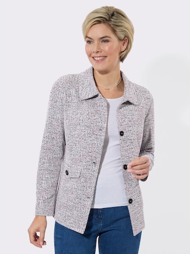 Shirtjacke in Bouclé-Qualität - marine-bordeaux-gemustert