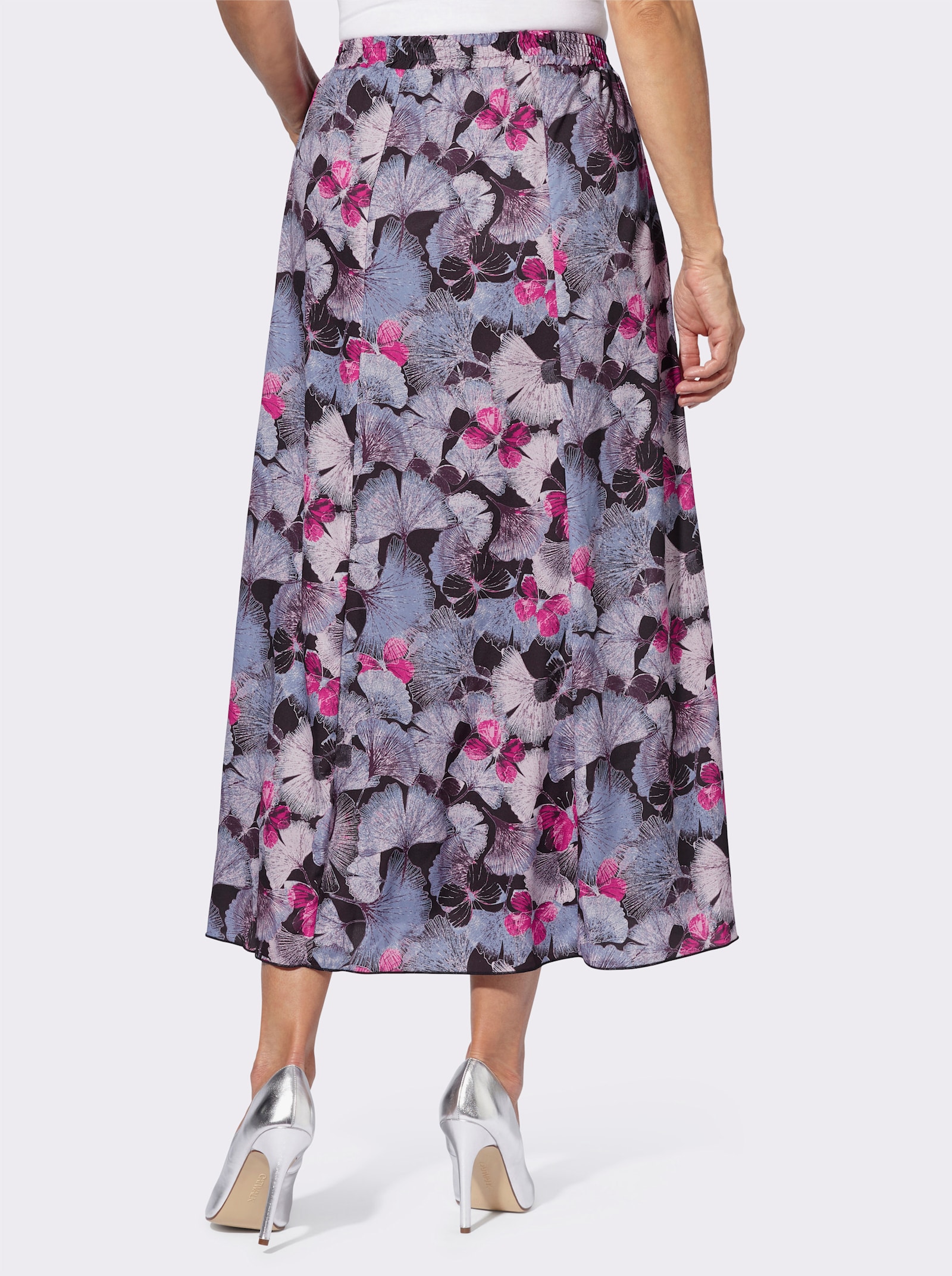 A-Linien-Rock mit Dehnbund - traube-fuchsia-bedruckt