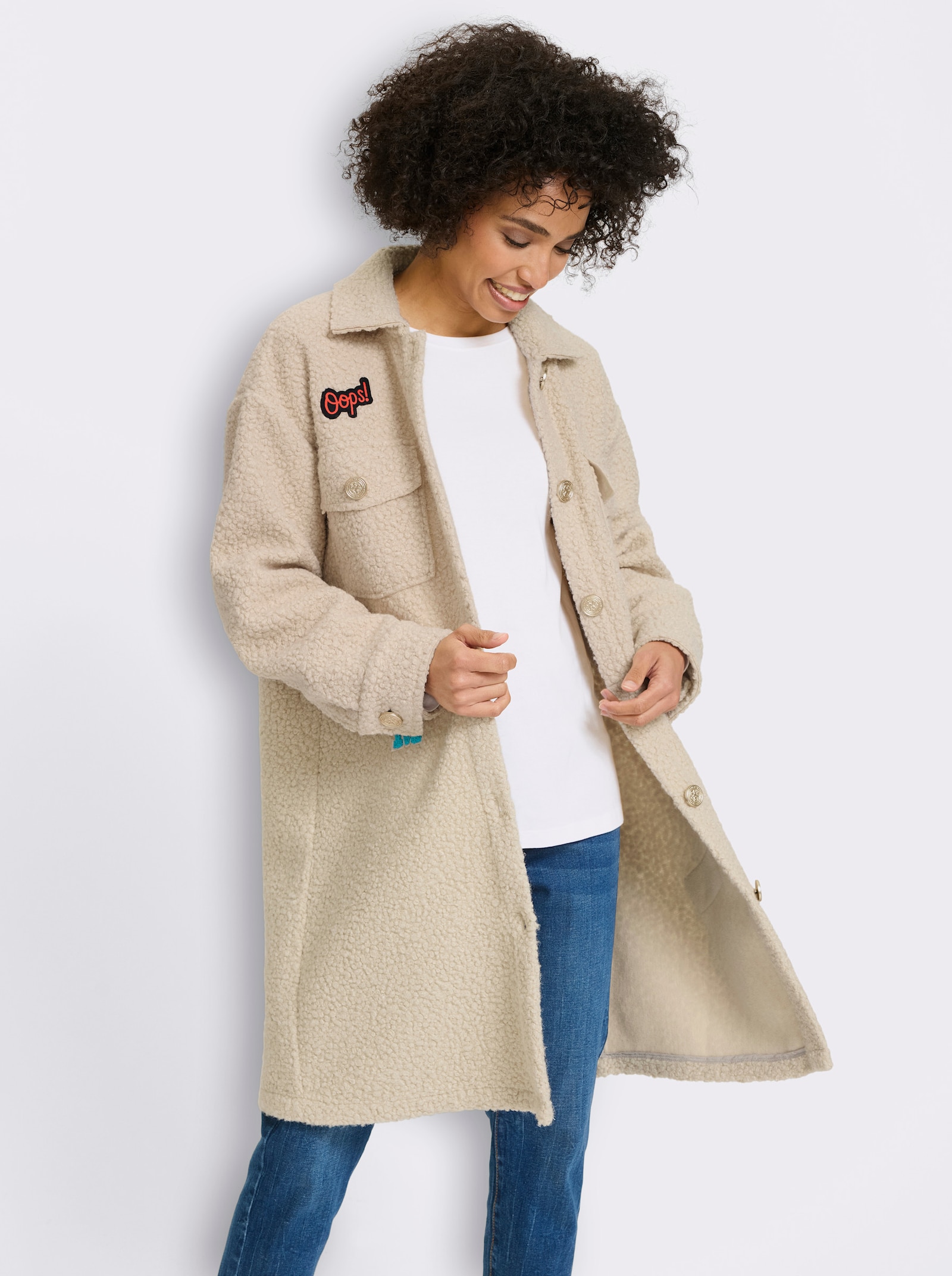 heine Mantel mit Applikationen - sand