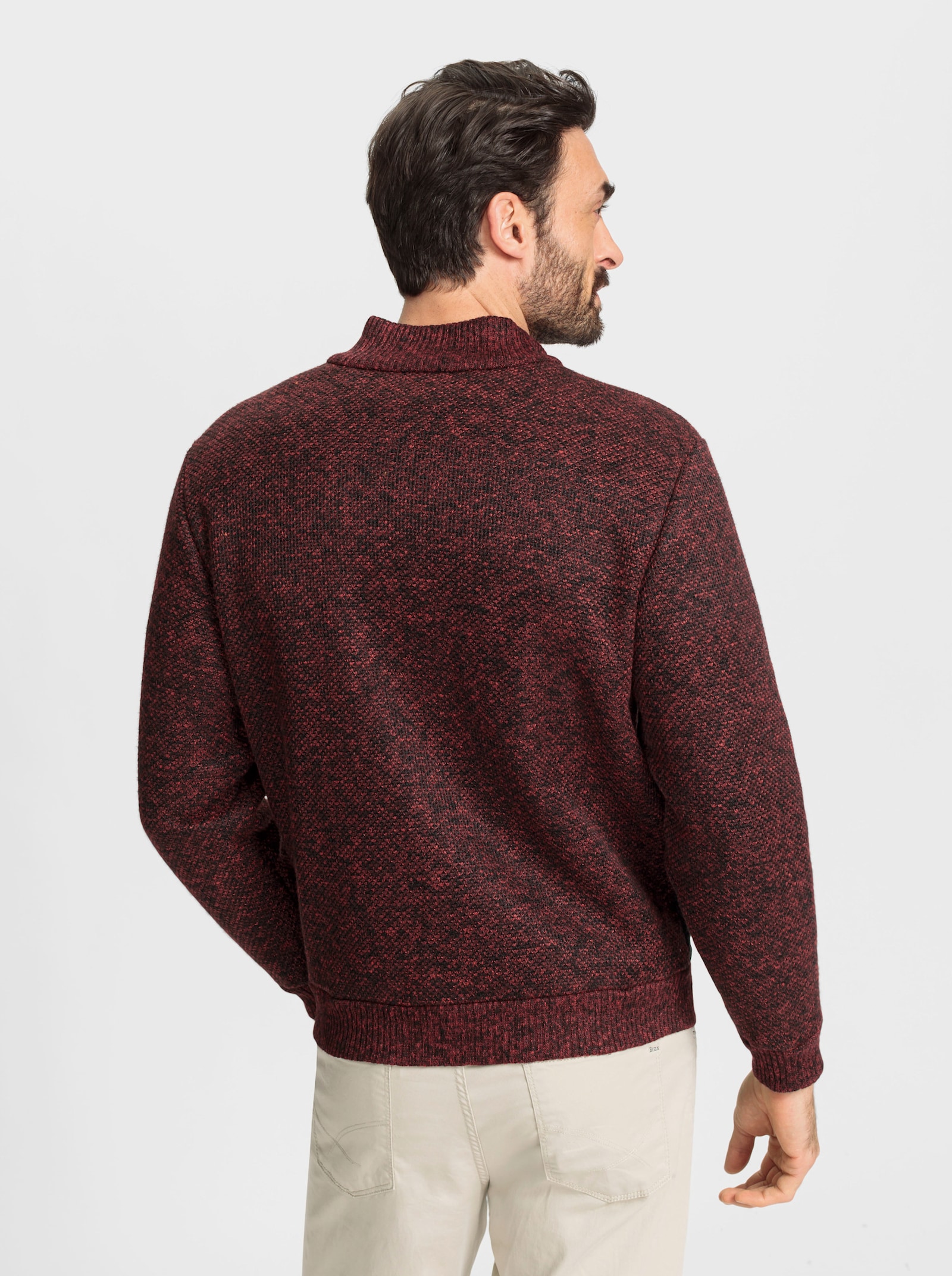 Marco Donati Strickjacke mit Fleece-Futter - bordeaux-meliert