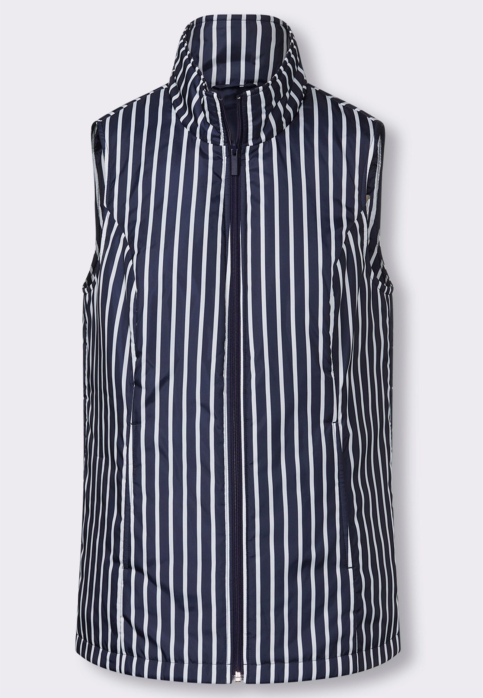 Steppweste mit Längsstreifen-Muster - marine-weiß-gestreift
