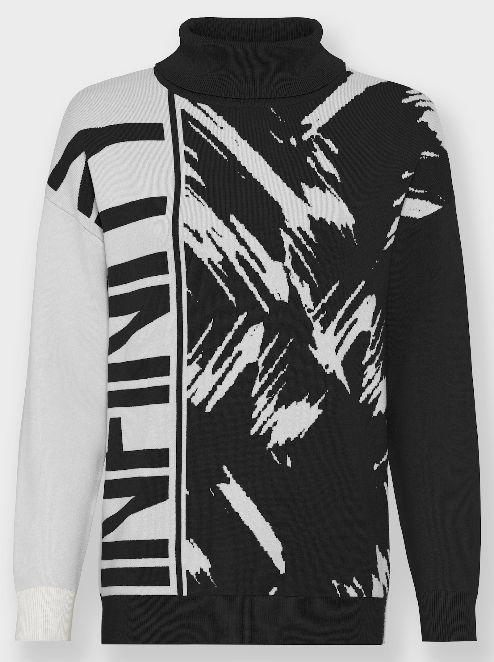 heine Jacquardpullover mit Rollkragen - schwarz-ecru-gemustert