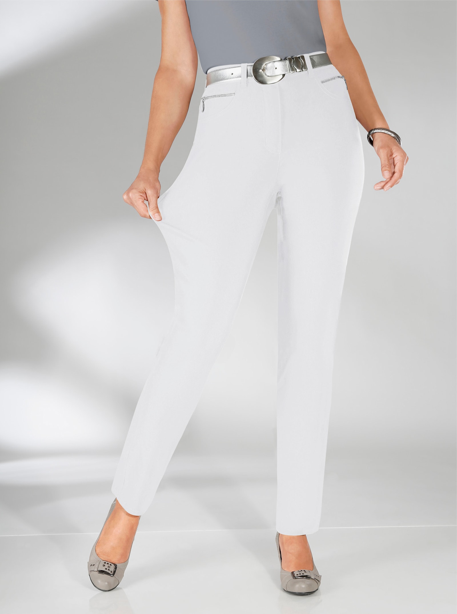 Stehmann Comfort line Stretch-Hose mit Zier-Taschen vorne - weiss