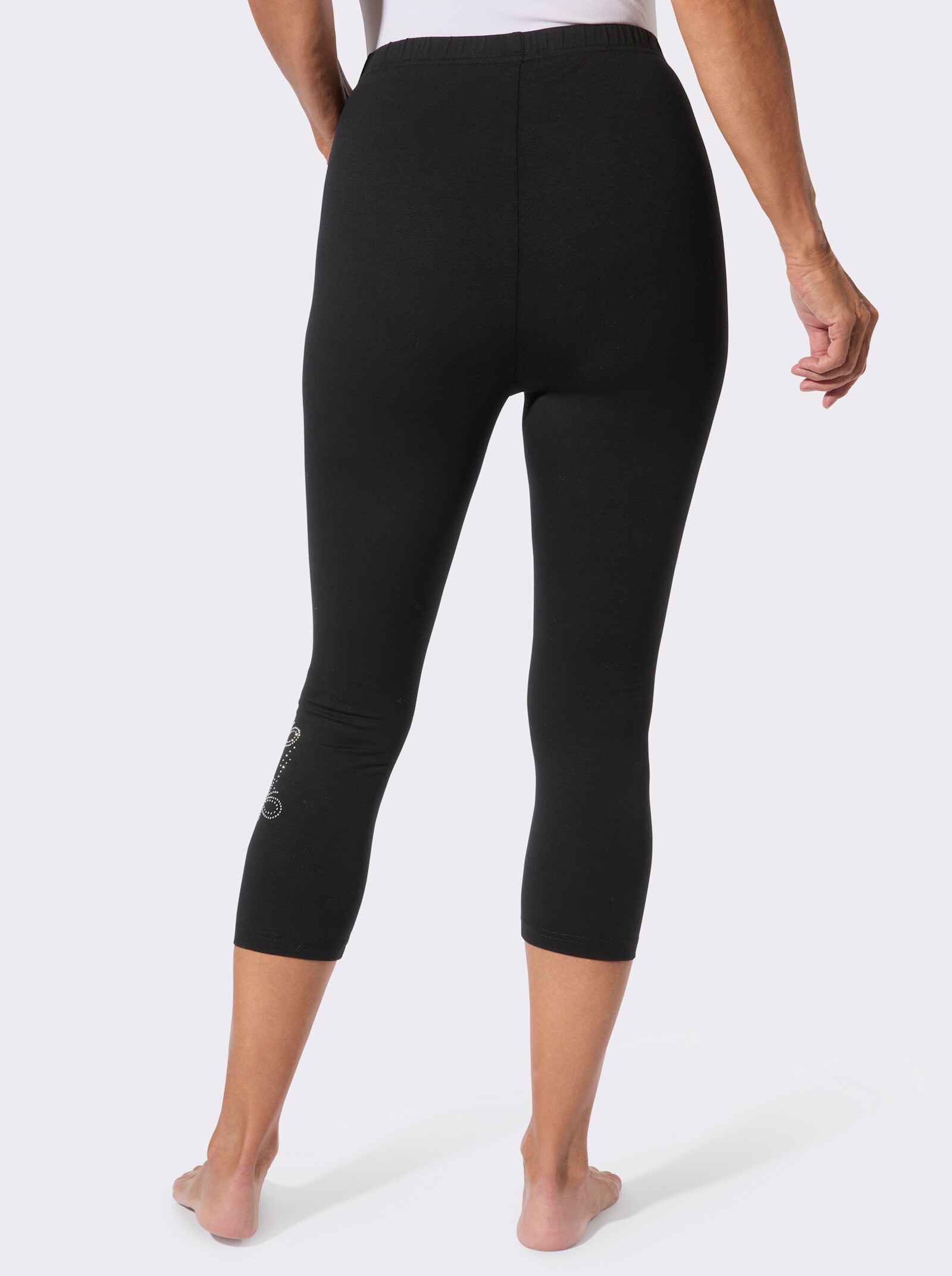 Caprileggings mit Glitzersteinchen - schwarz