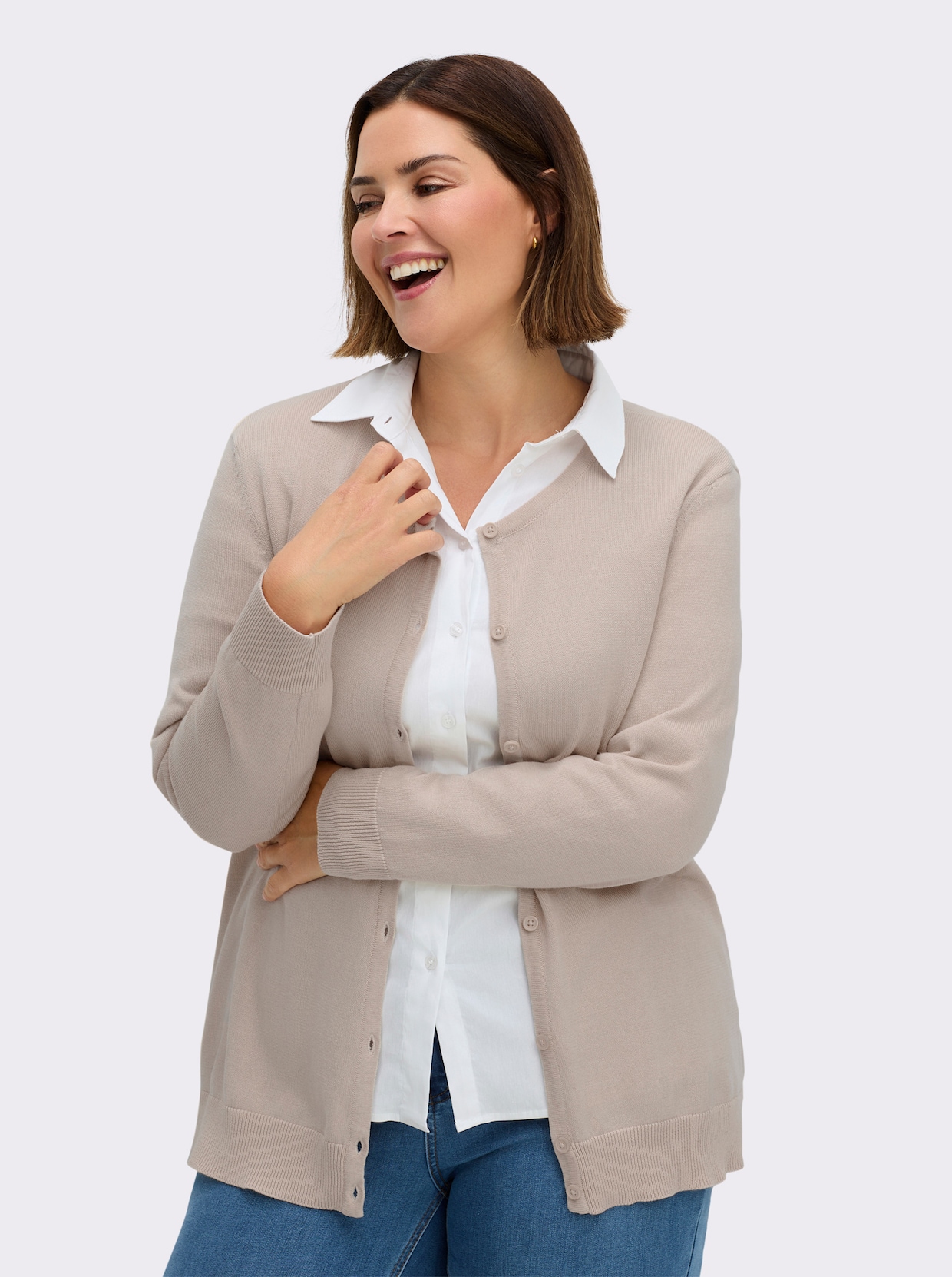 Strickjacke aus reiner Baumwolle - beige