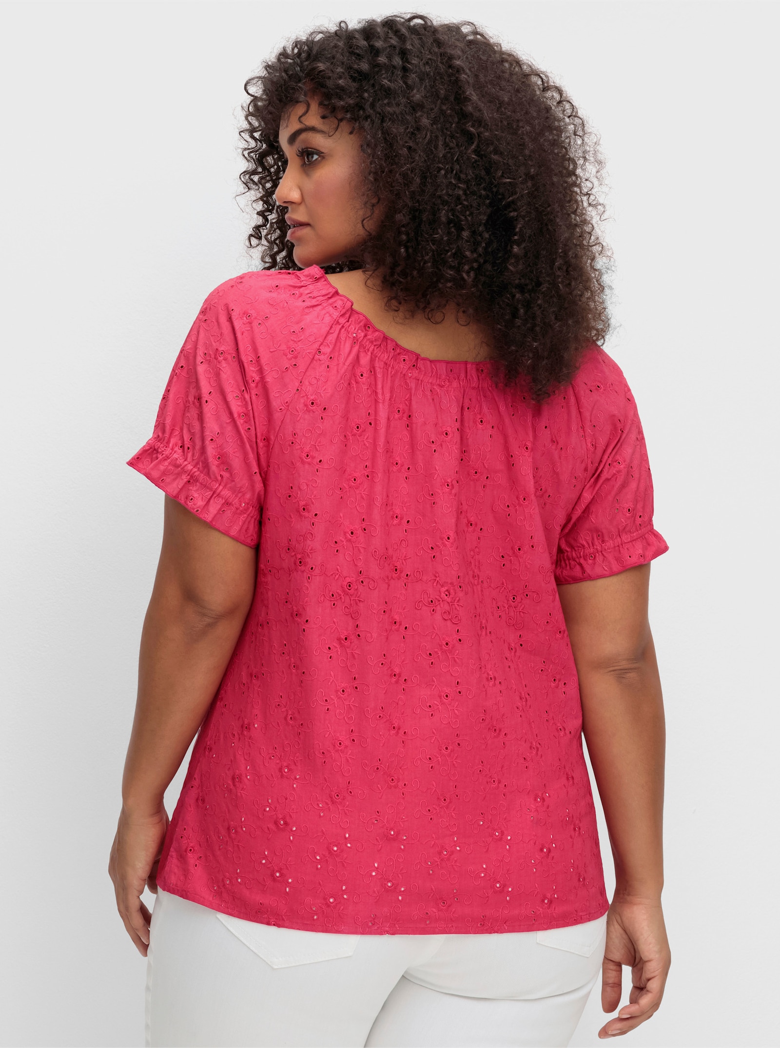 sheego by Joe Browns Tunika mit Lochstickerei - pink