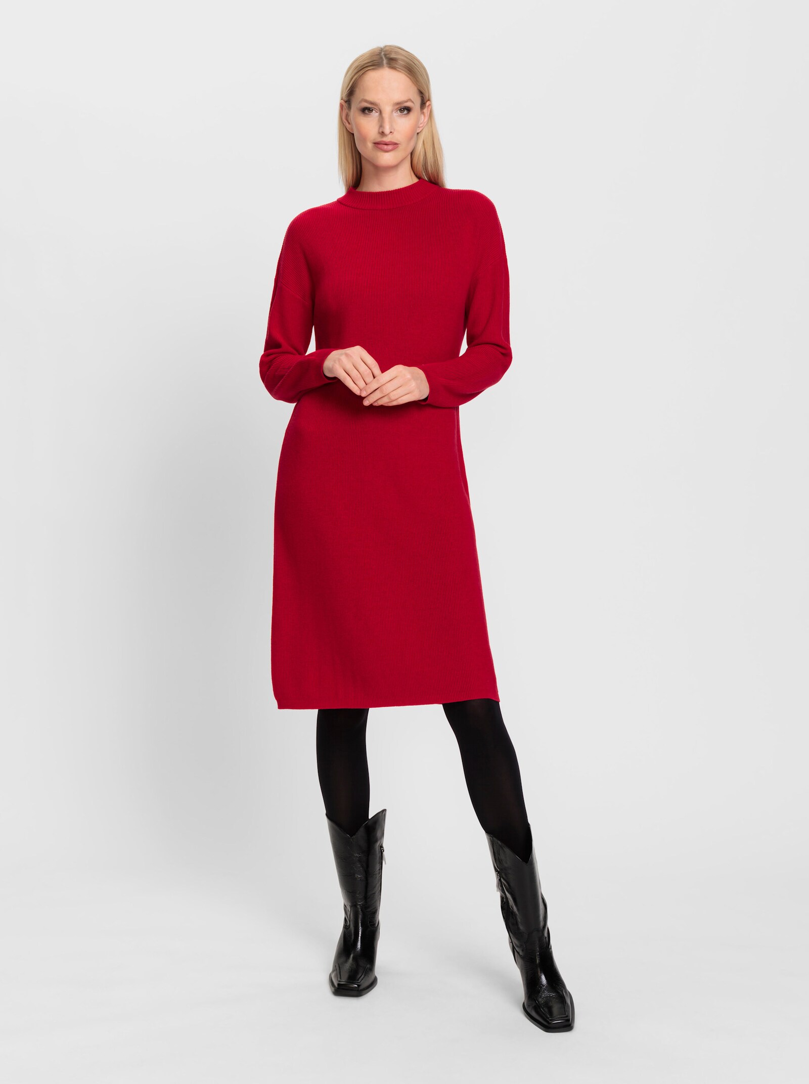 heine Strickkleid mit Ripp-Muster - rot